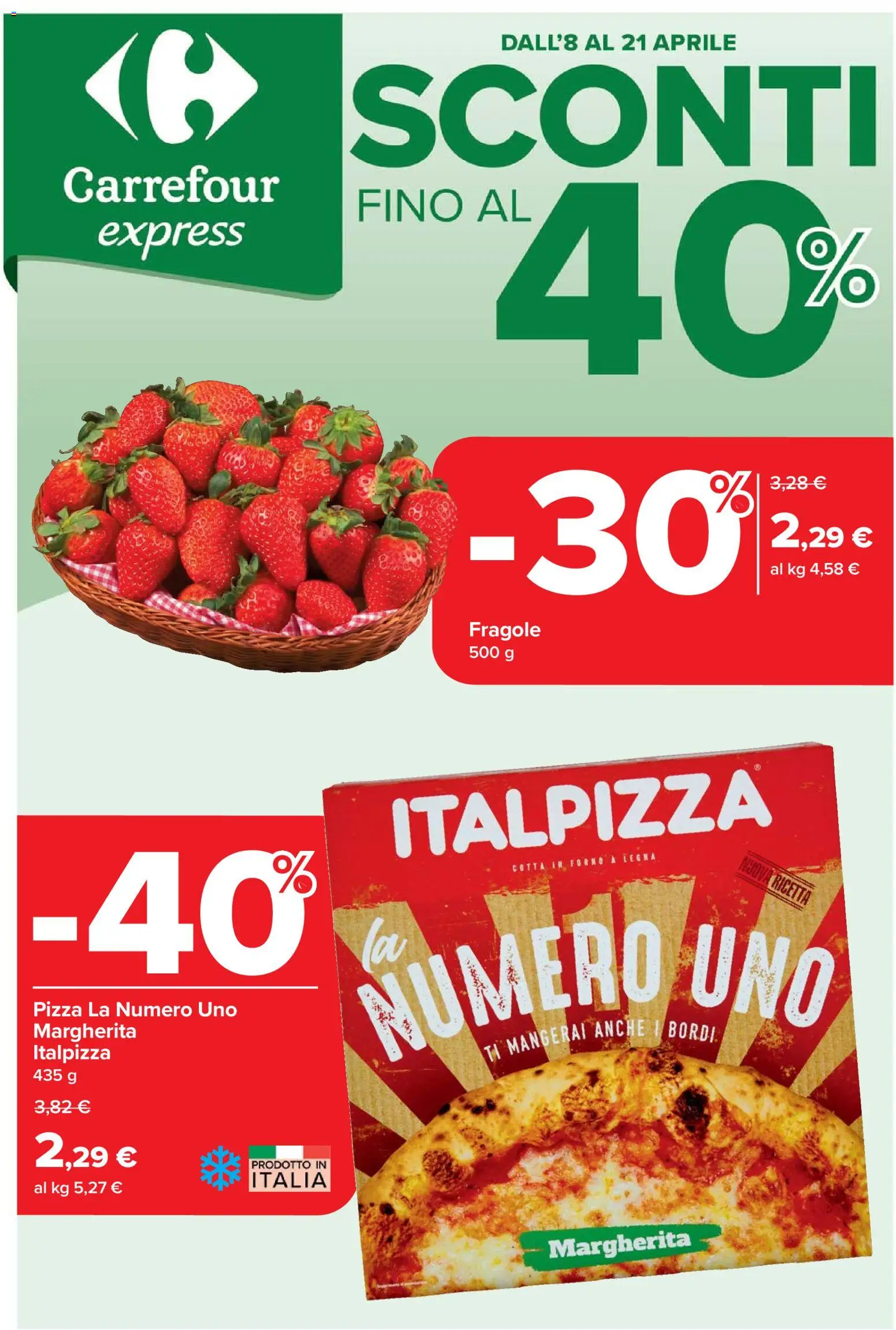 Volantino Carrefour del 08.04.2026 | Pagina: 1 | Prodotti: Pizza, Fragole, Forno