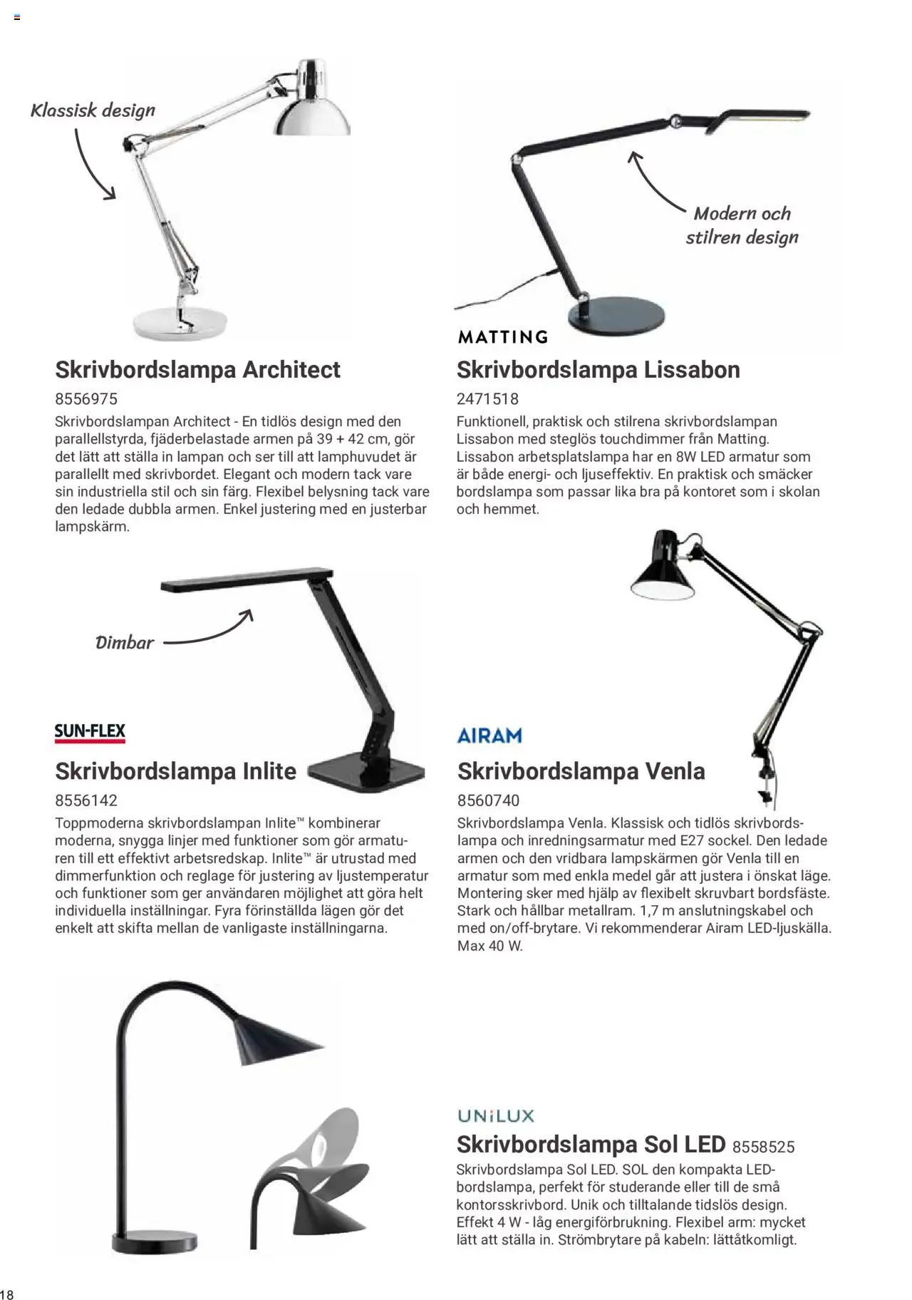 Office Depot reklamblad aktuell från 09.01.2024 | Sida: 18 | Produkter: Bordslampa, Skrivbordslampa, Lampa