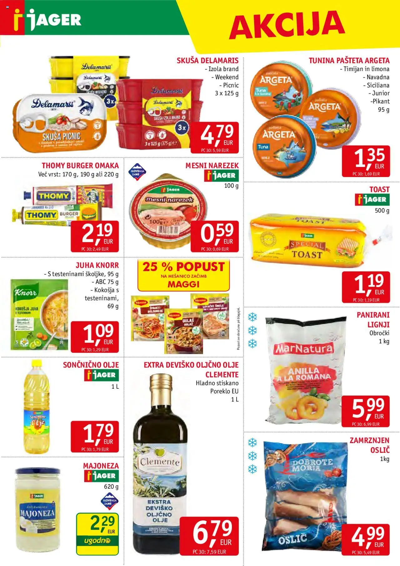 Jager katalog │ velja od 13.08.2025 | Stran: 7 | Izdelki: Lignji, Oslič, Juha, Pašteta