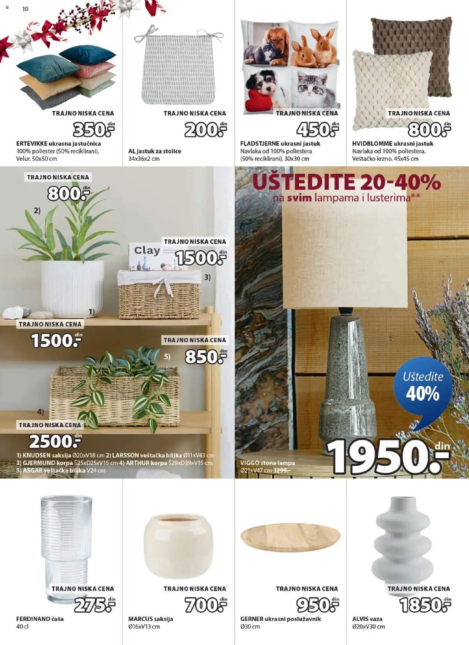 Jysk katalog - važi od 12.11.2025 | Strana: 10 | Proizvode: Jastuk, Saksija, Vaza, Lampa