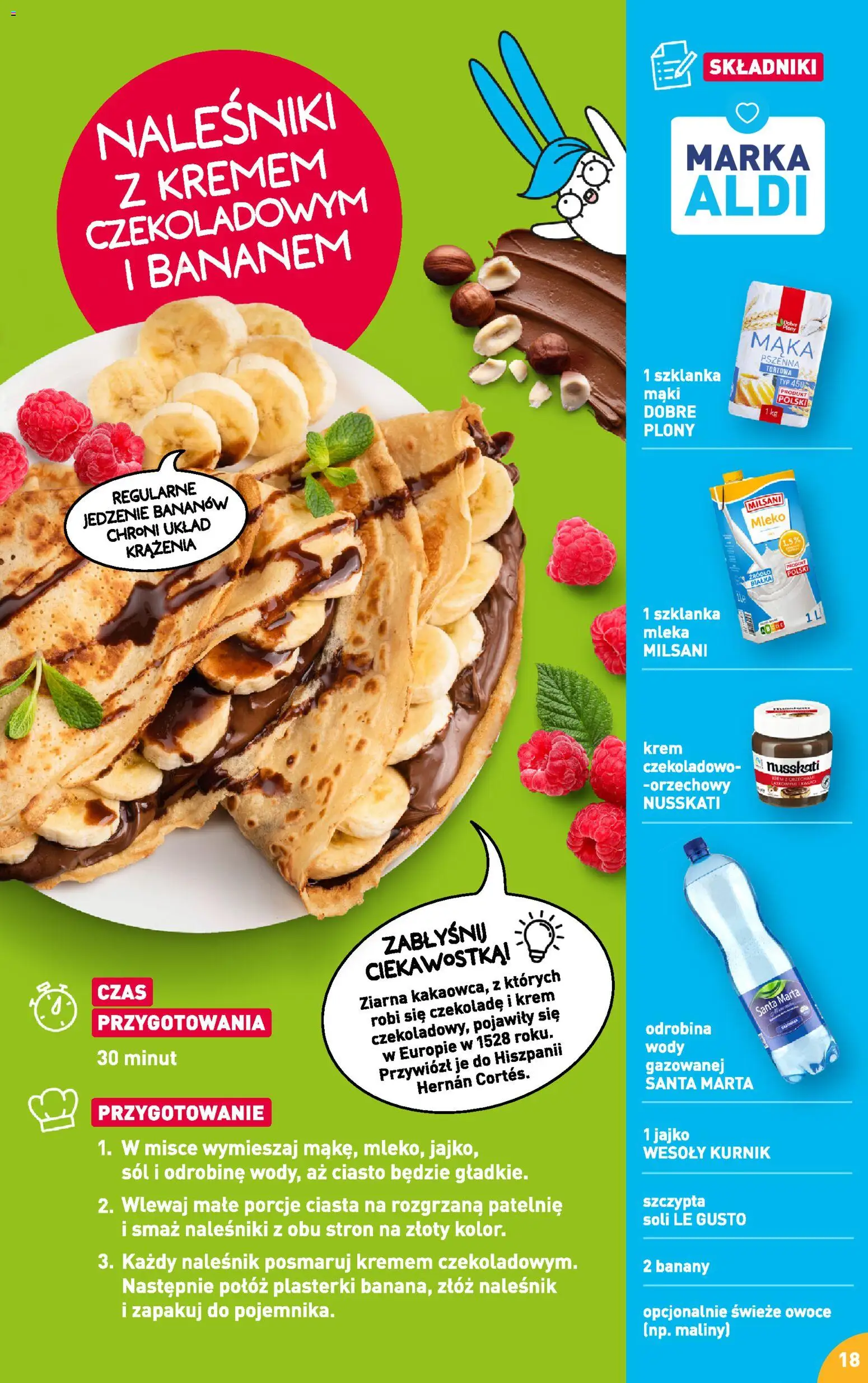 Aldi Polsko leták - Przepisy na pyszne śniadanie od 23.02.2026 | Strana: 18 | Produkty: Mléko, Banány, Krém, Maliny