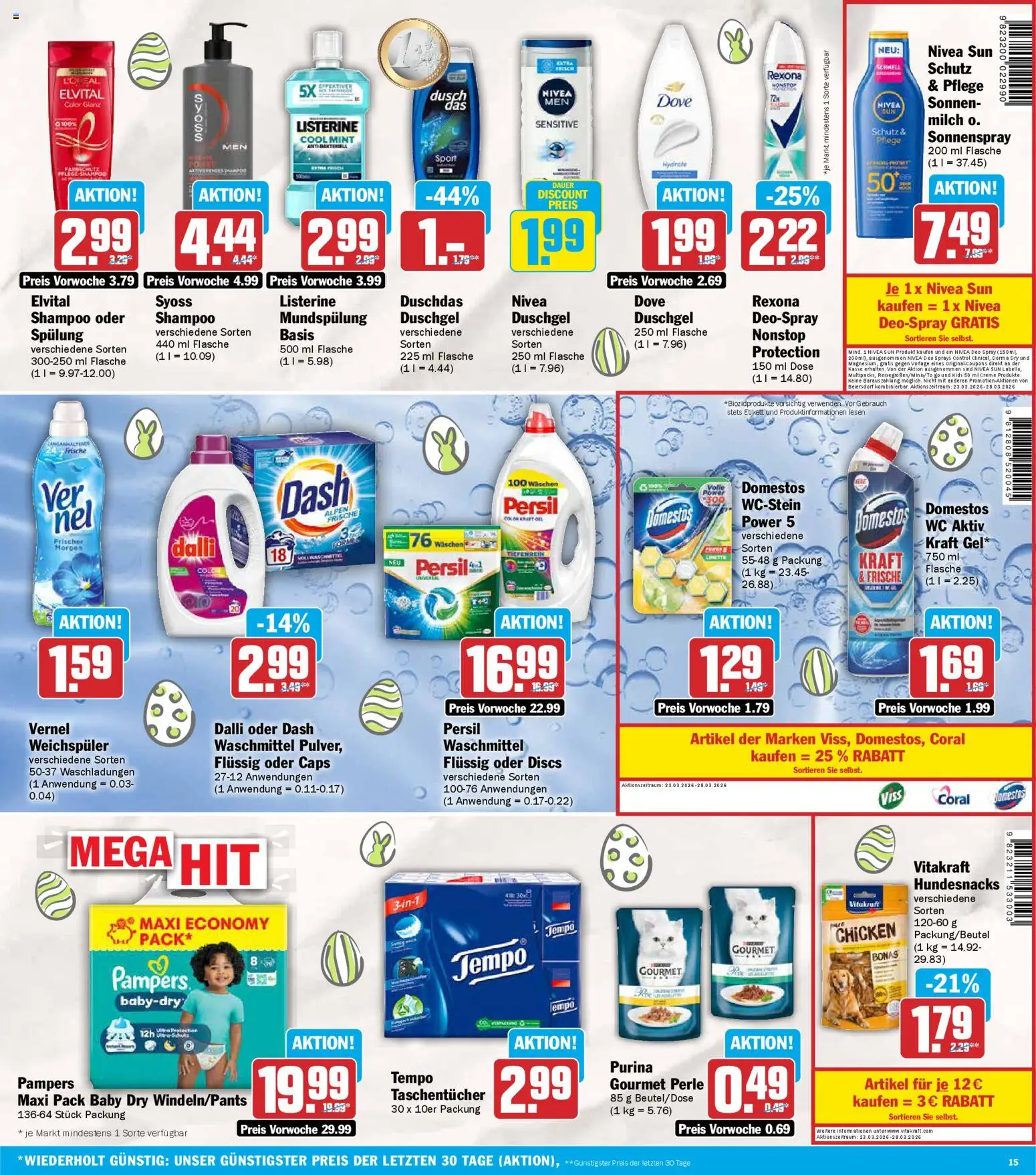 AEZ Prospekt 	 – gültig ab 23.03.2026 | Seite: 15 | Produkte: Shampoo, Duschgel, Weichspüler, Duschdas