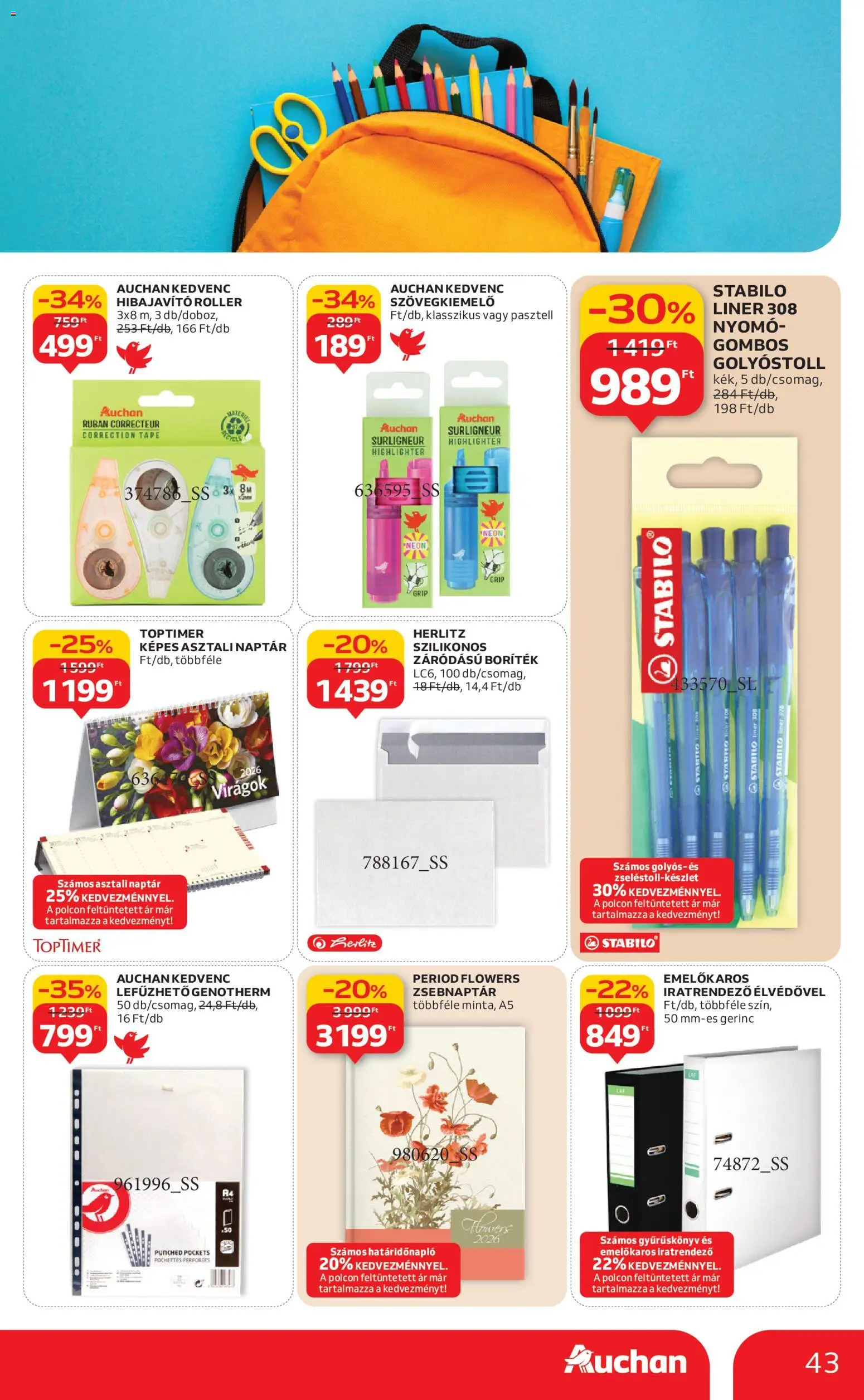 Auchan akciós ujság - amely érvényes a következő dátumtól: 08.01.2026 | Oldal: 43 | Termékek: Virágok, Roller