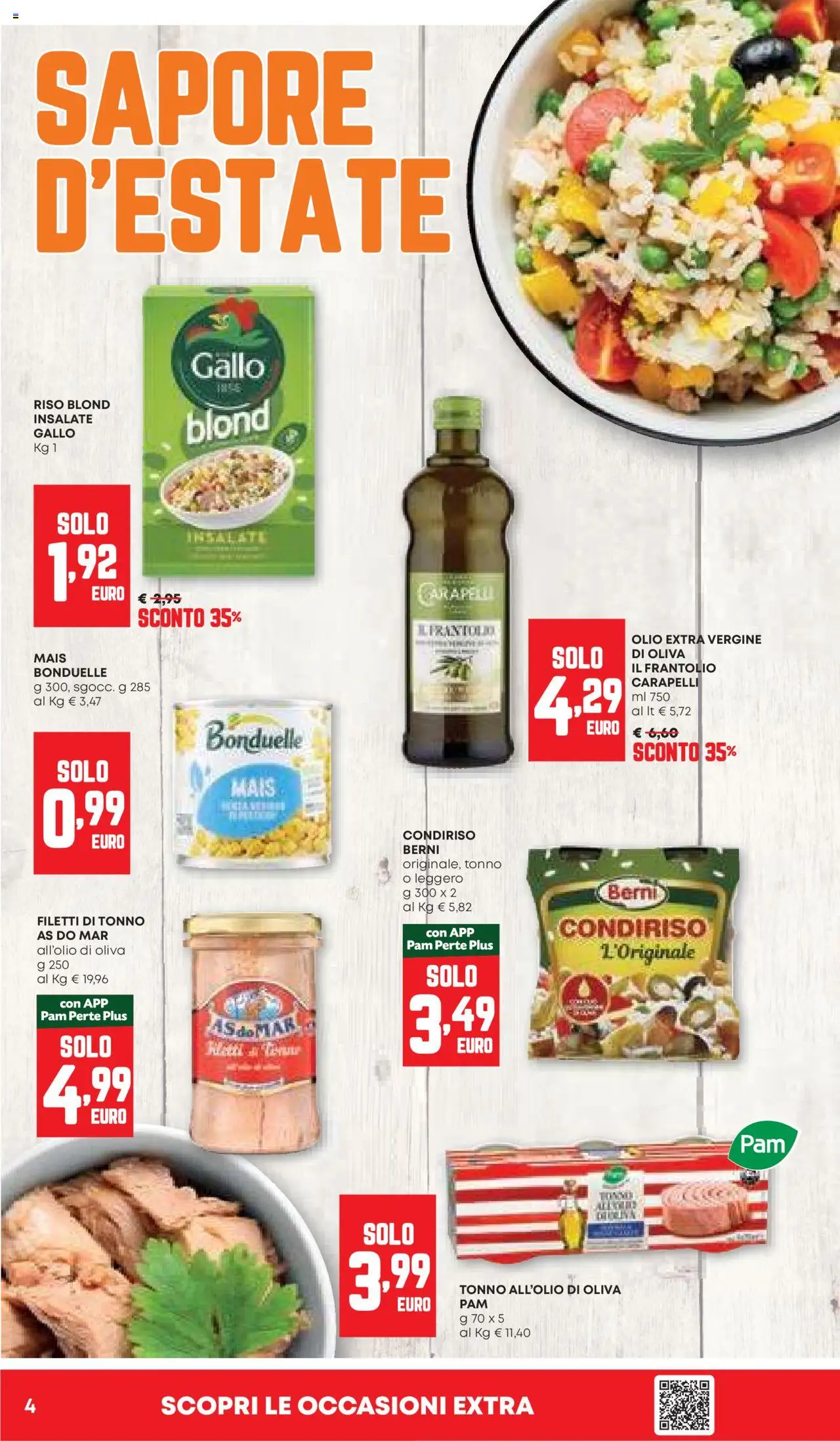 Volantino PAM del 07.08.2025 | Pagina: 4 | Prodotti: Riso, Olio, Tonno, Olio extra vergine