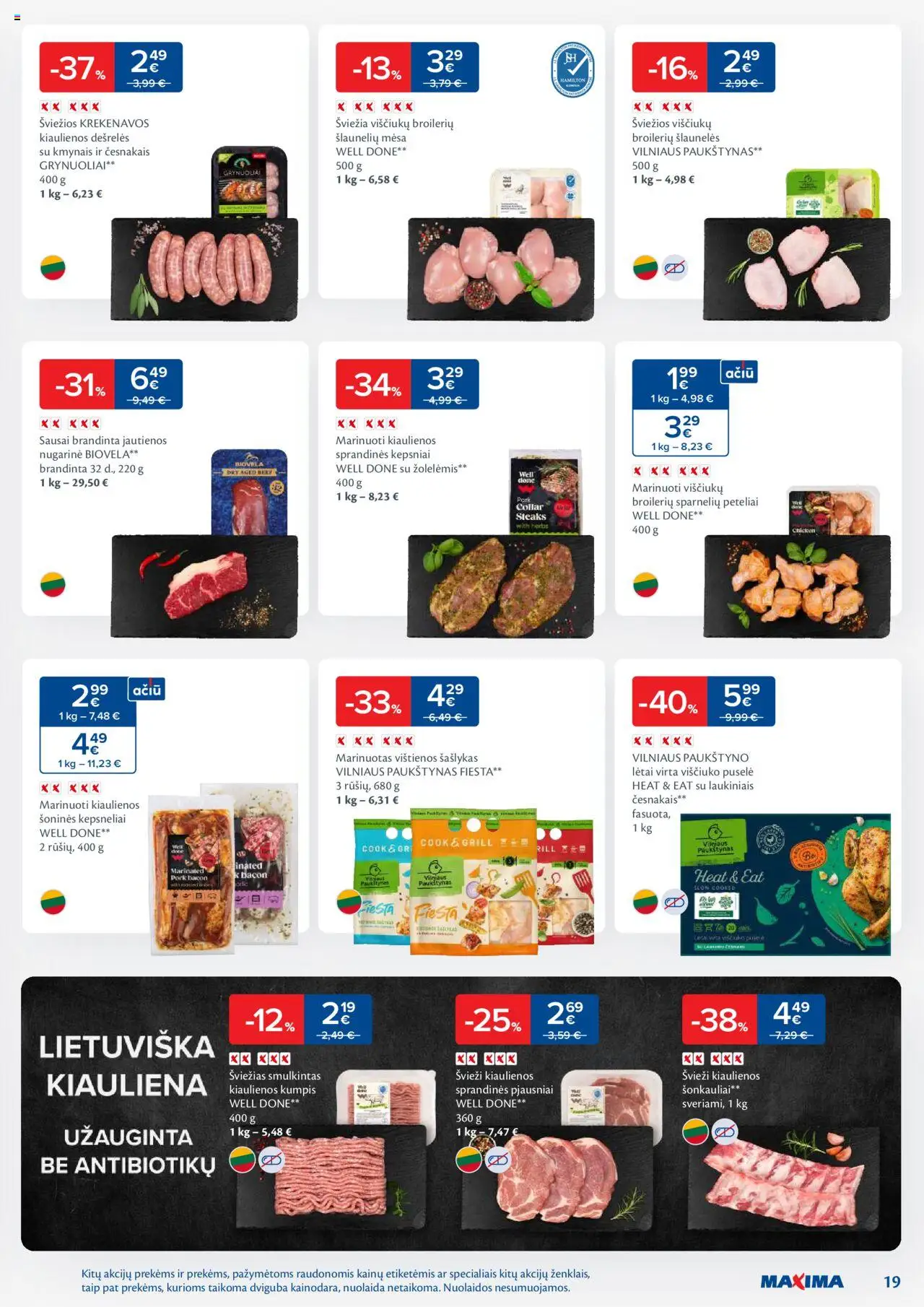 MAXIMA - Leidinys│galioja nuo 29.07.2025 | Puslapis: 19 | Prekių: Jautienos, Dešrelės, Viščiukų, Kumpis