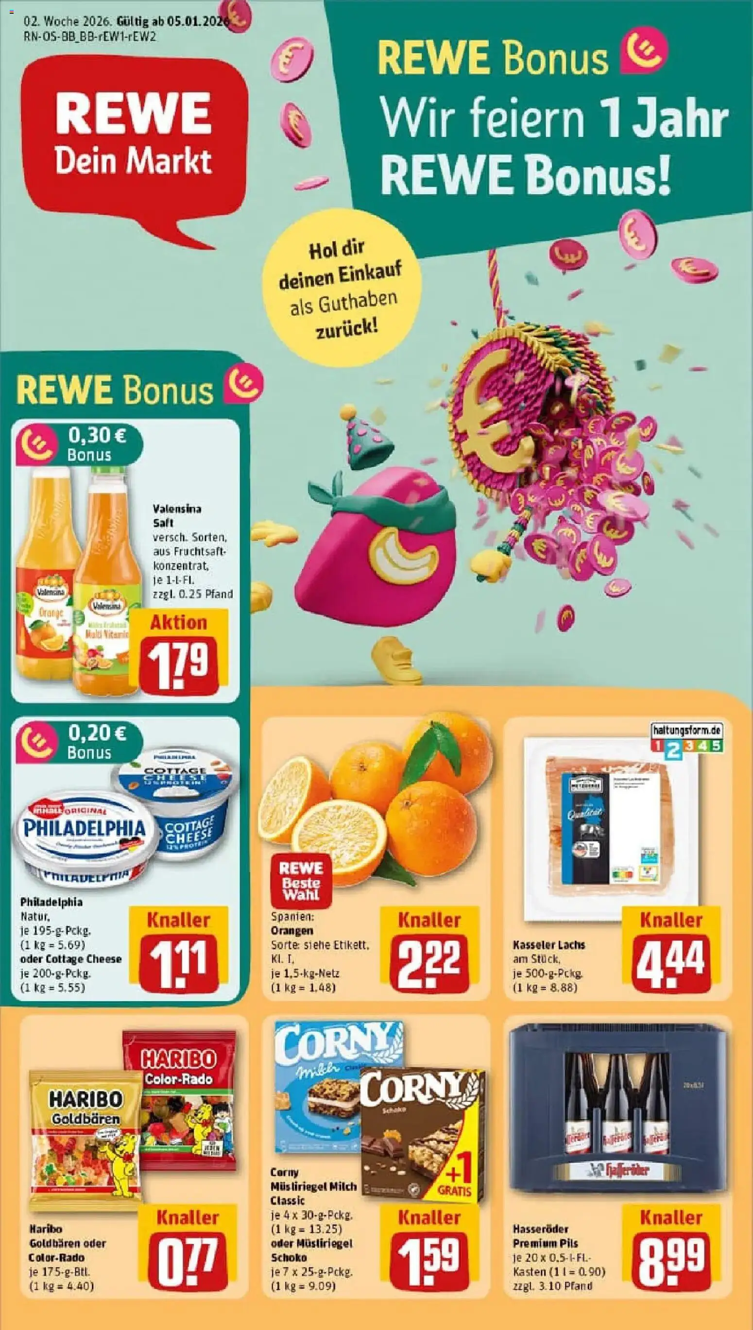 Rewe prospekt Berlin / Mitte	 – gültig ab 05.01.2026 | Seite: 1 | Produkte: Milch, Philadelphia, Pils, Valensina
