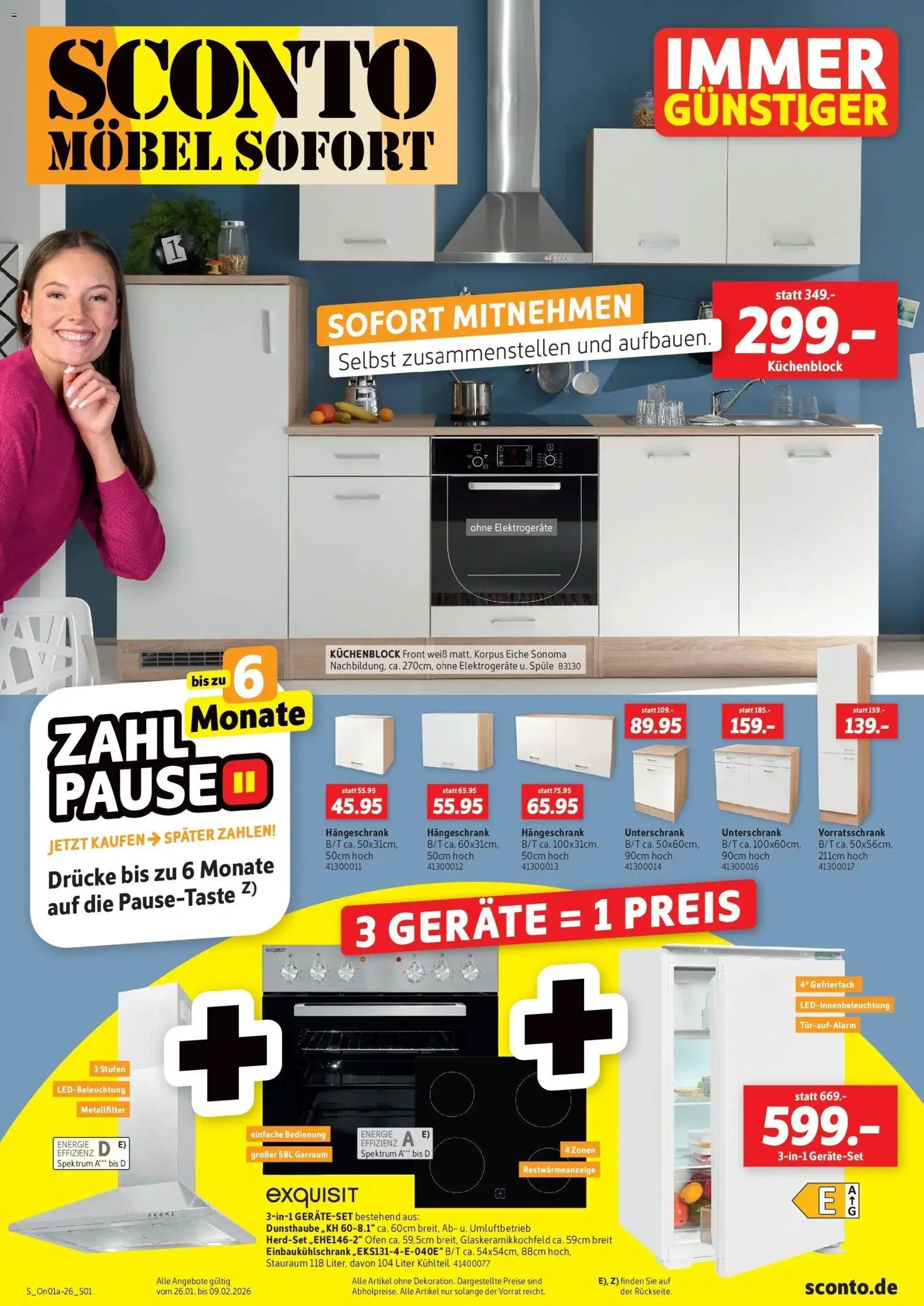 Sconto Prospekt Erfurt – gültig ab 26.01.2026 | Seite: 1 | Produkte: Ofen, Küchenblock, Hängeschrank, Unterschrank