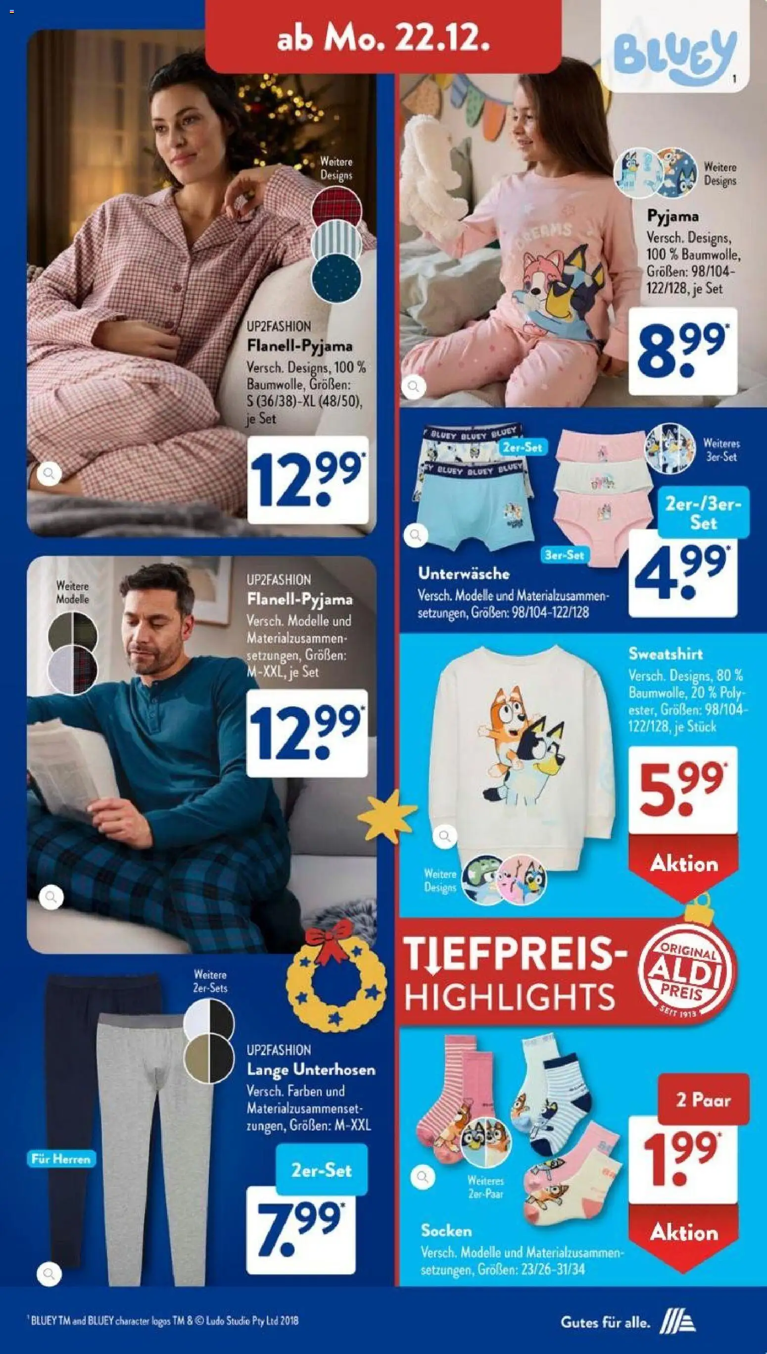 Aldi Süd Prospekt 	 – gültig ab 22.12.2025 | Seite: 27 | Produkte: Up2fashion, Sweatshirt, Unterwäsche, Pyjama