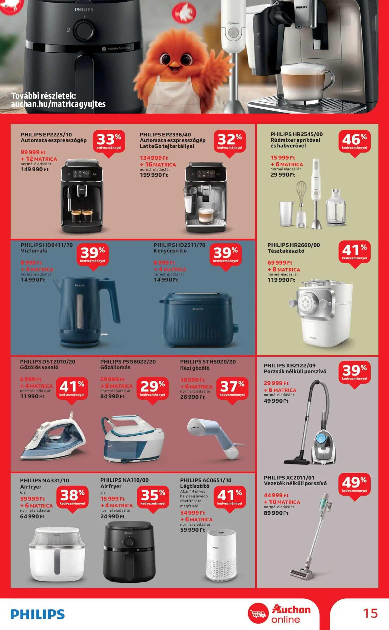 Auchan akciós ujság - amely érvényes a következő dátumtól: 13.11.2025 | Oldal: 15 | Termékek: Légtisztító, Porszívó, Kenyérpirító, Kézi gőzölő