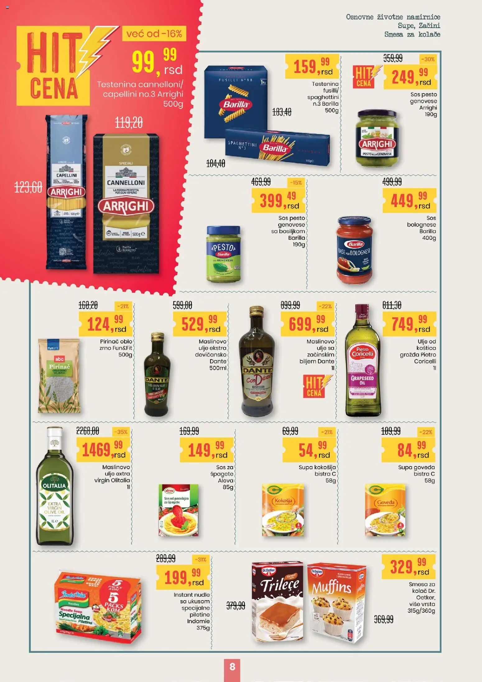 Aroma Market katalog - važi od 19.02.2026 | Strana: 8 | Proizvode: Kolač, Sos, Maslinovo ulje, Nudle