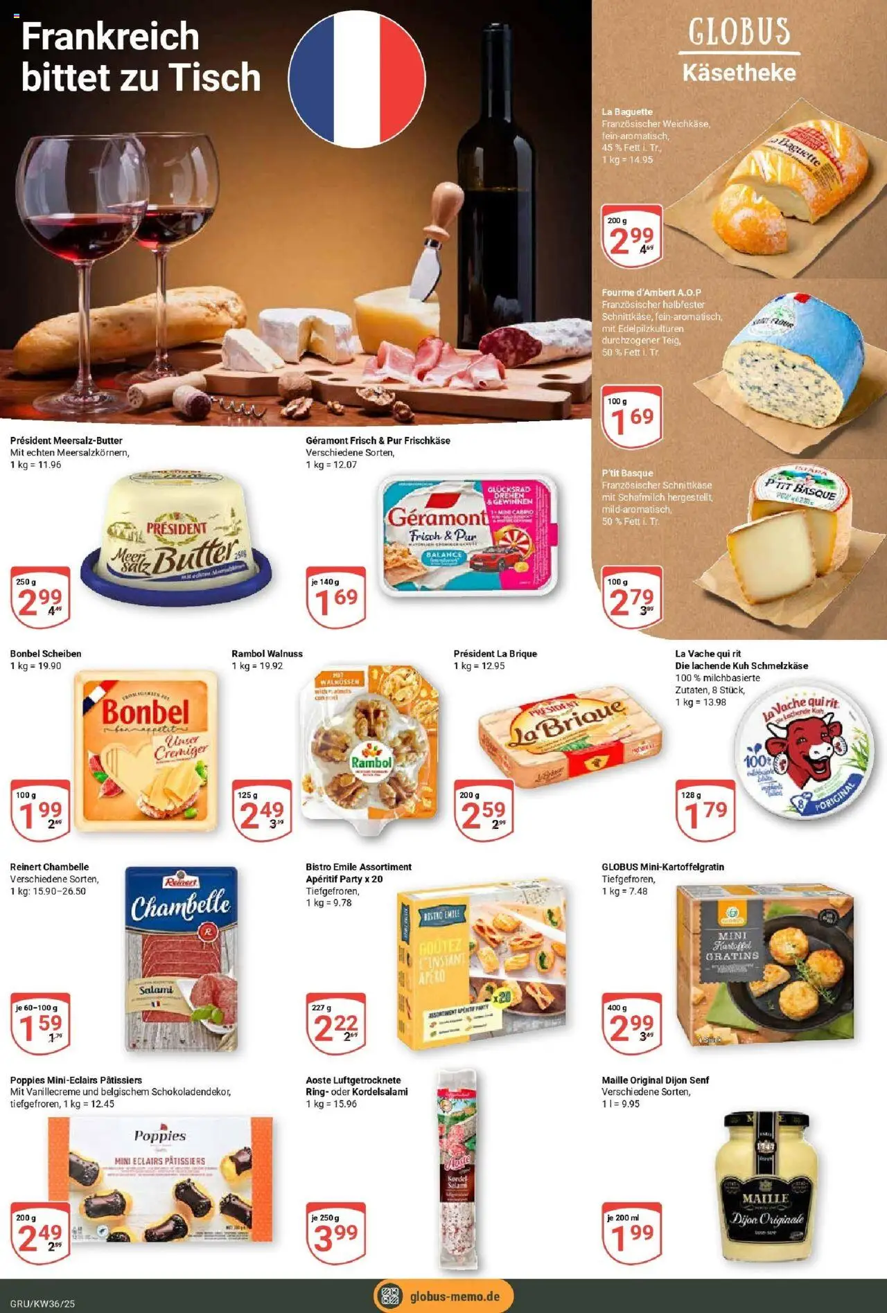 Globus prospekt Grünstadt	 – gültig ab 01.09.2025 | Seite: 15 | Produkte: Geramont, Tisch, Salami, Frischkase