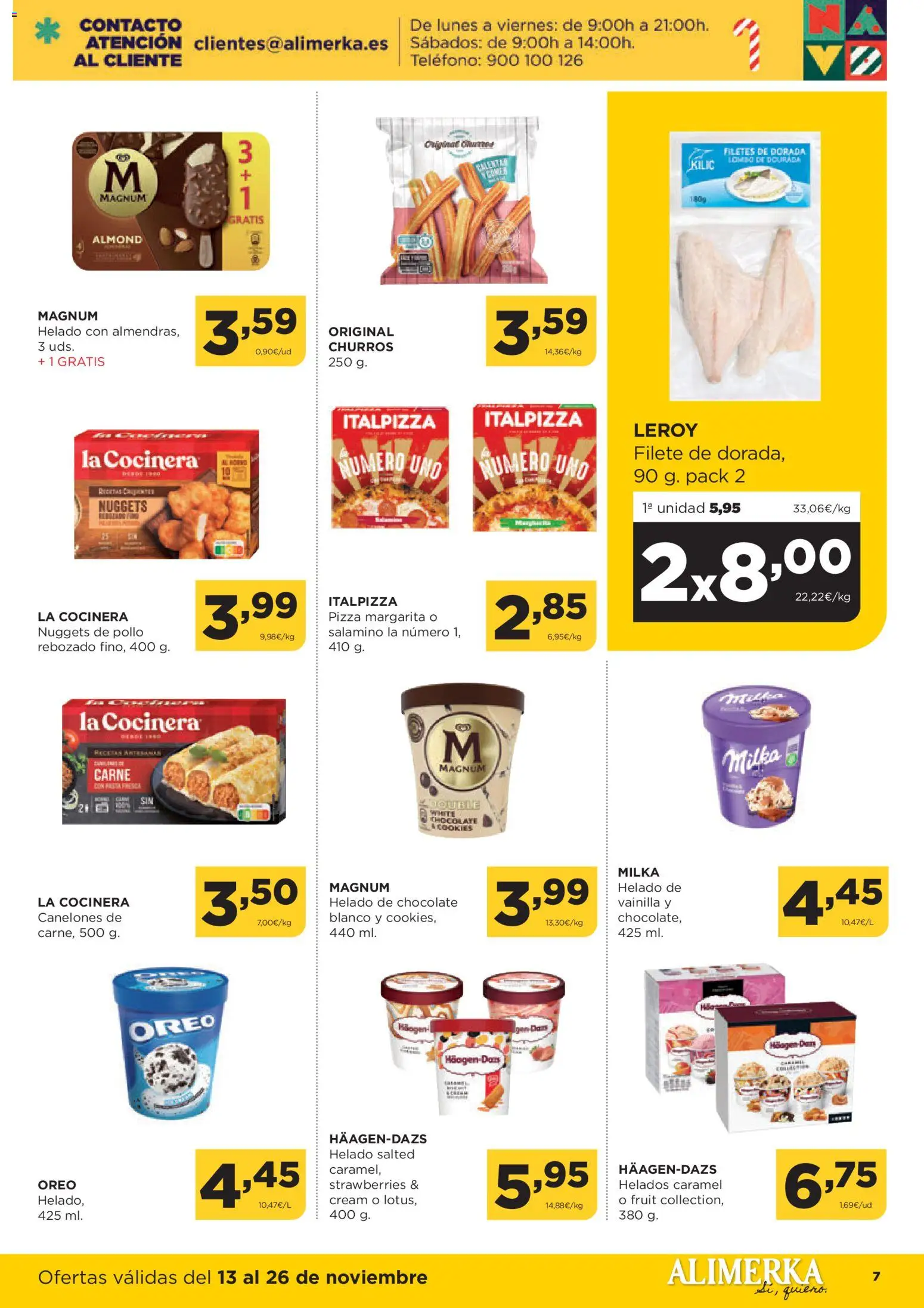 Alimerka folleto Castilla y León │ válido desde el 13.11.2025 | Página: 11 | Productos: Pizza, Helado, Teléfono, Canelones