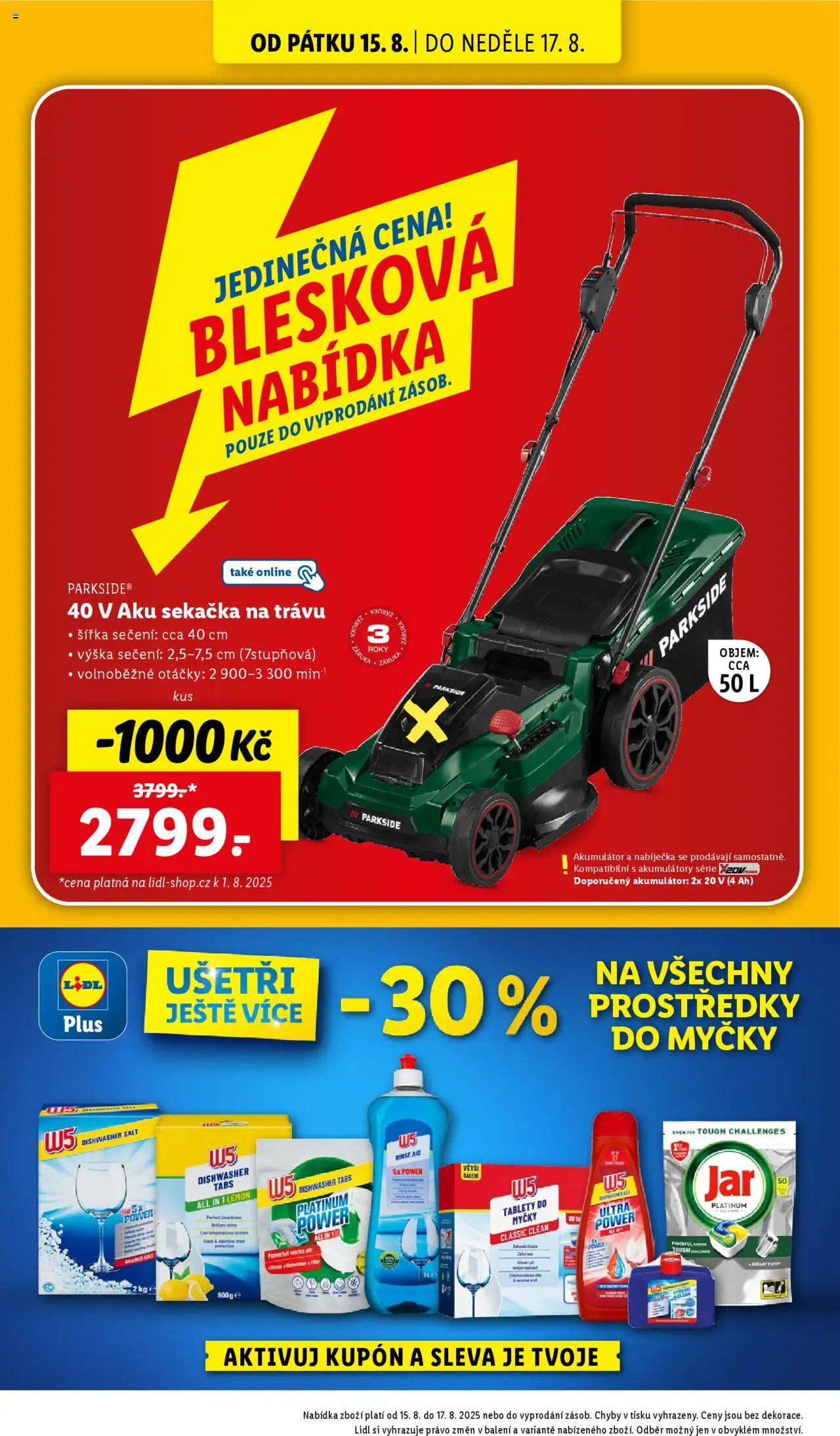 Lidl leták - Spotřební zboží od 11.08.2025 | Strana: 28 | Produkty: Tablety do myčky, Sekačka, Jar, Jar platinum