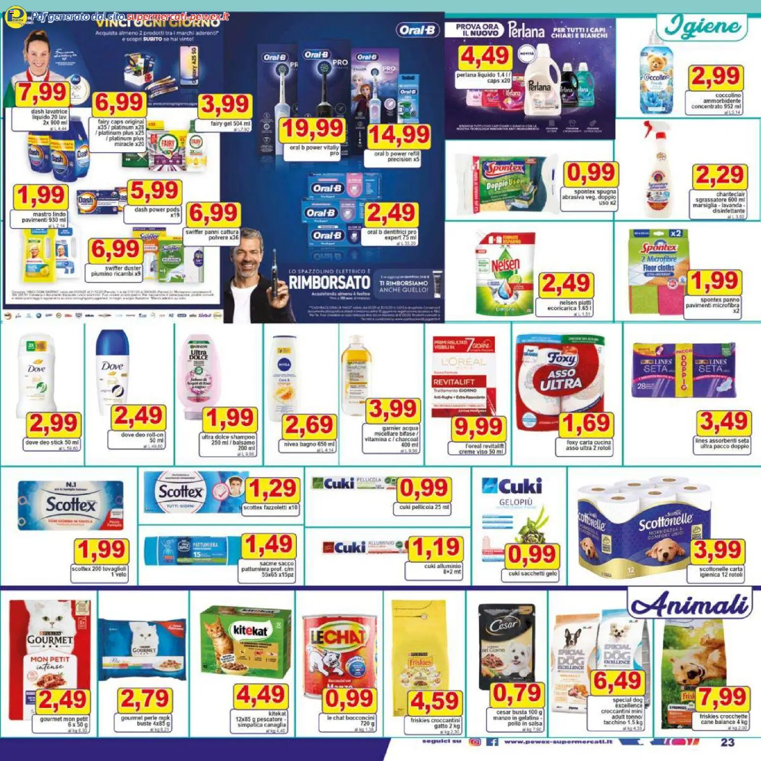 Volantino Pewex del 16.12.2025 | Pagina: 23 | Prodotti: Pollo, Ammorbidente, Tacchino, Pellicola