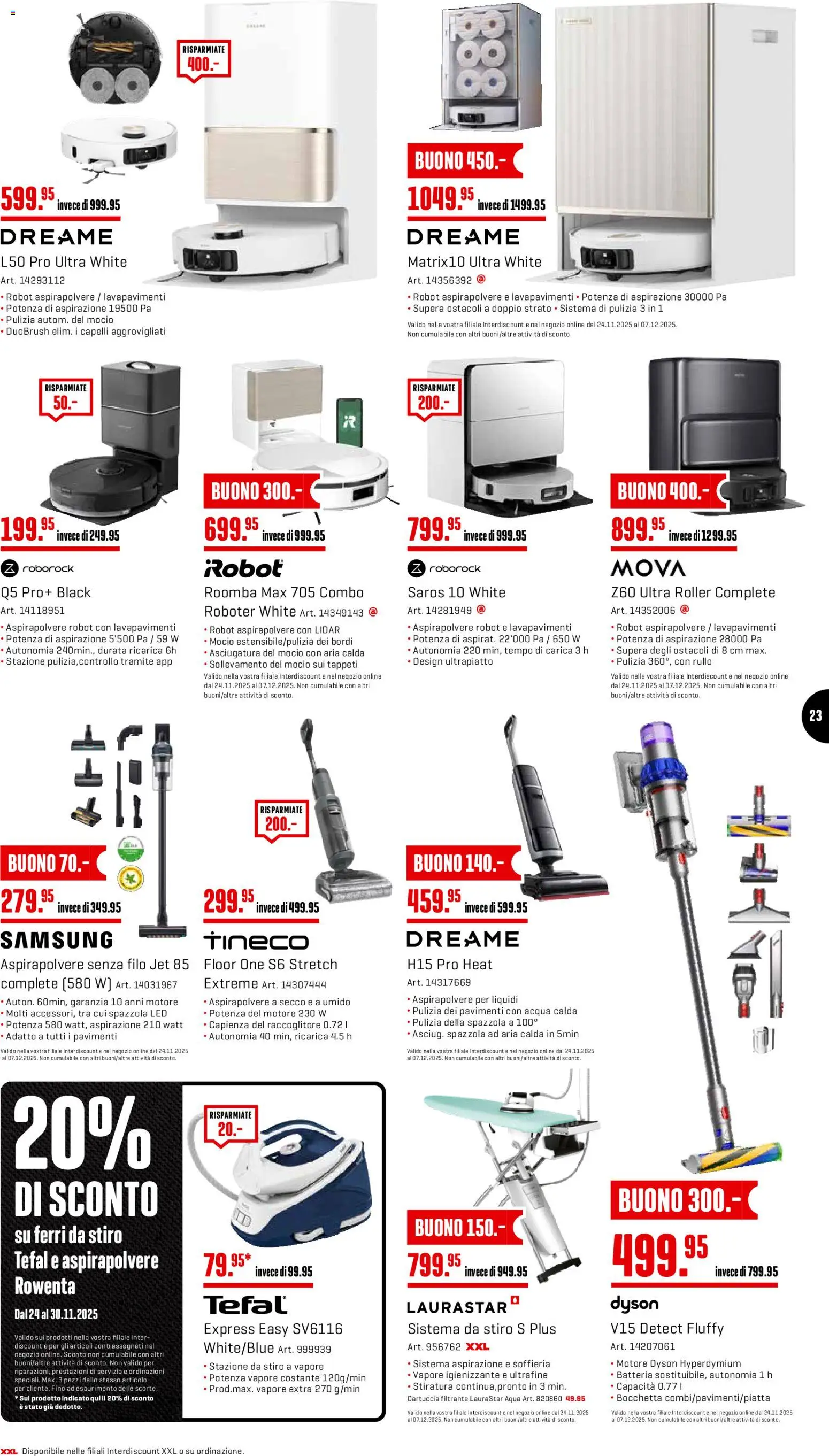 Interdiscount Black Friday IT – gültig ab 24.11.2025 | Seite: 23 | Produkte: Roboter, Samsung, Dyson