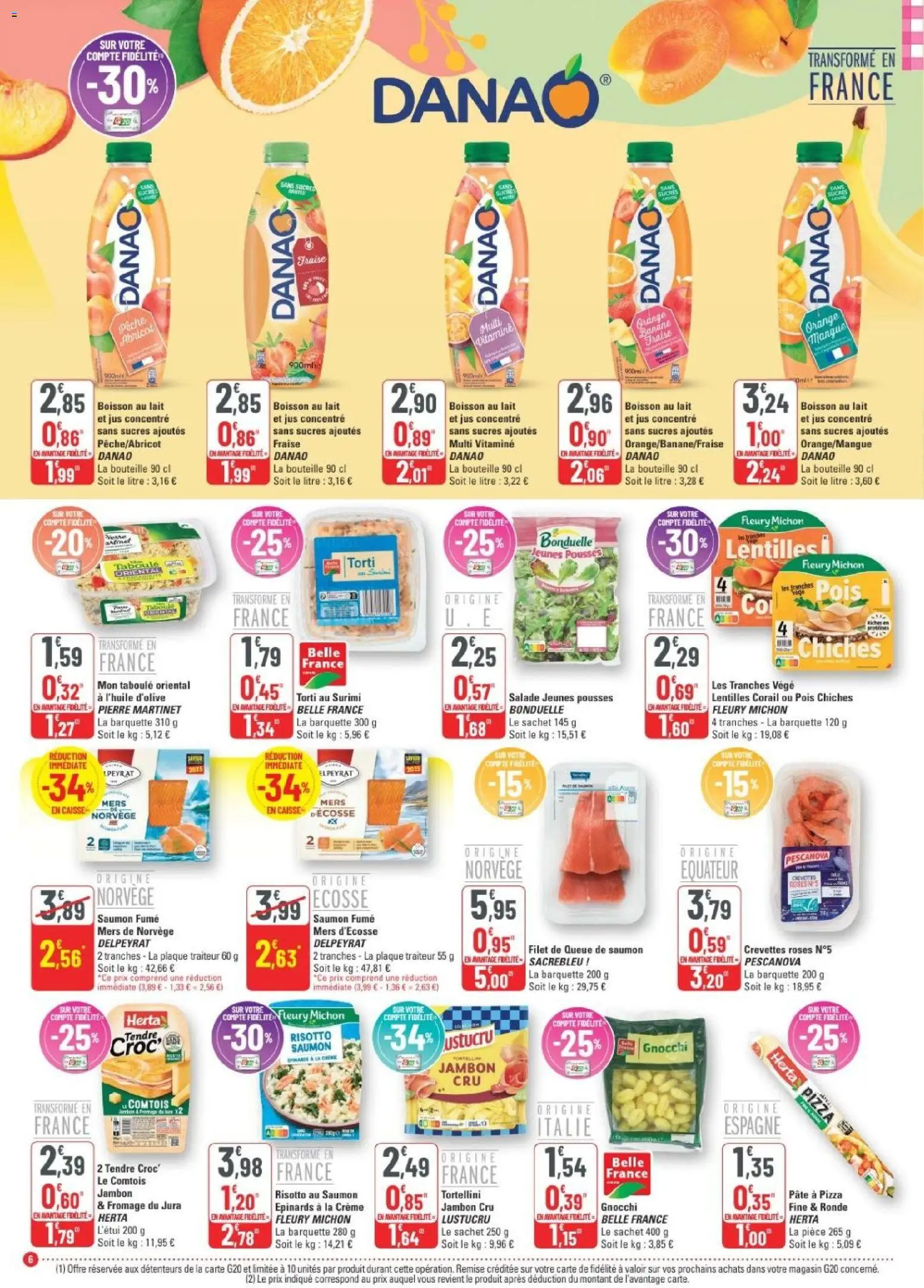 {H1} | Page: 6 | Produits: Pêche, Saumon fumé, Pois, Jus