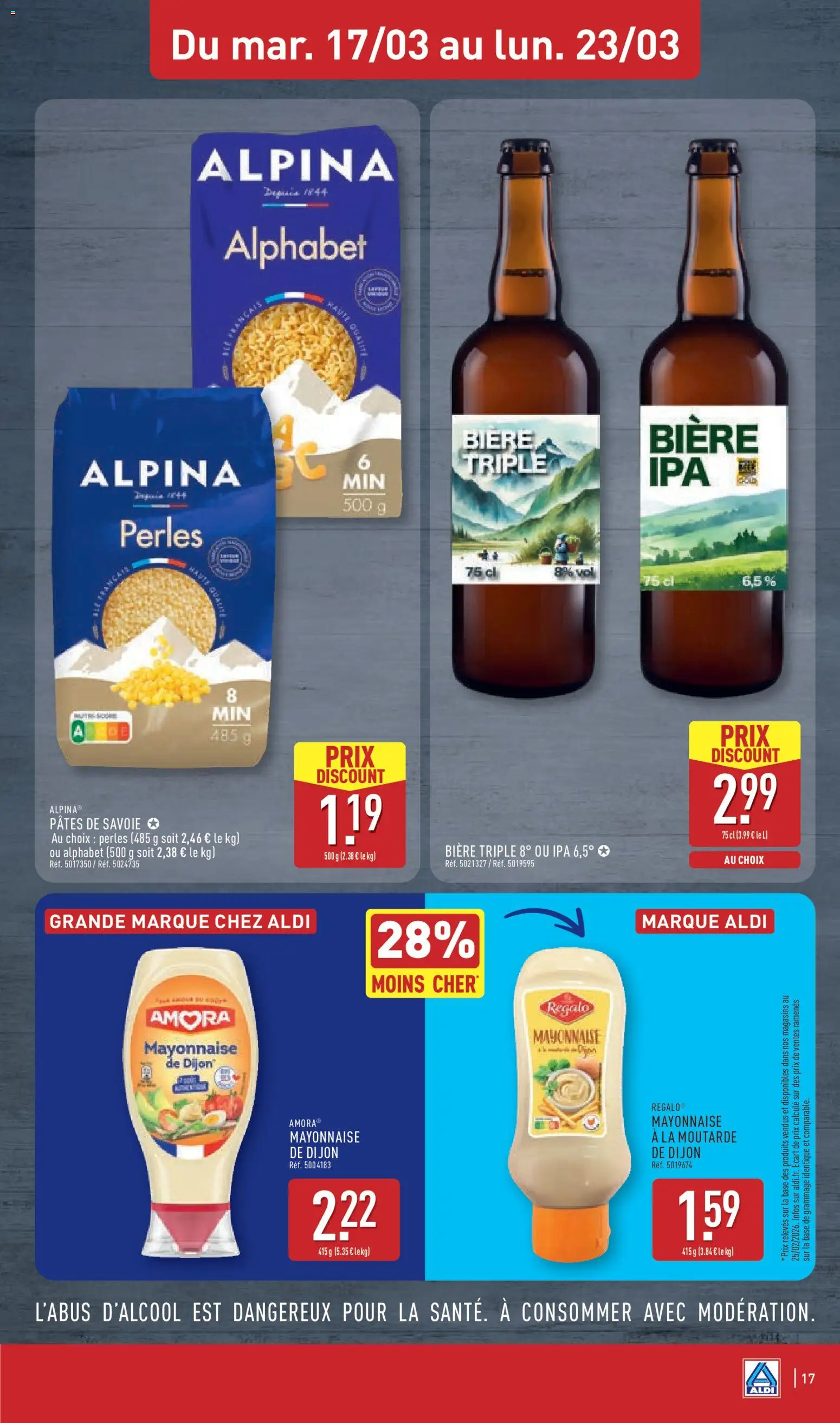 {H1} | Page: 19 | Produits: Mayonnaise, Moutarde, Bière, Pâtes