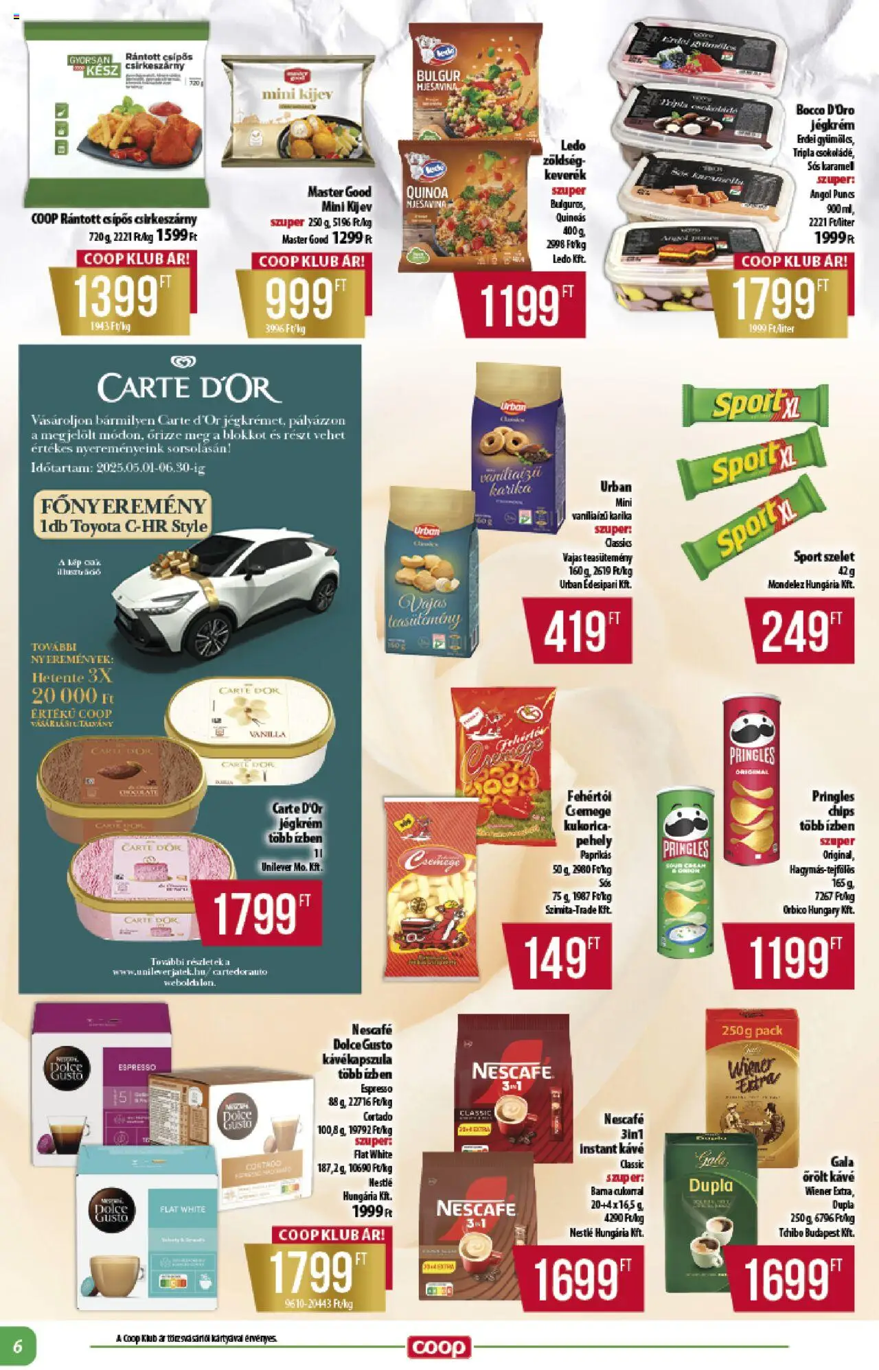 COOP akciós ujság - amely érvényes a következő dátumtól: 12.06.2025 | Oldal: 6 | Termékek: Chips, Kávékapszula, Quinoa, Zöldség