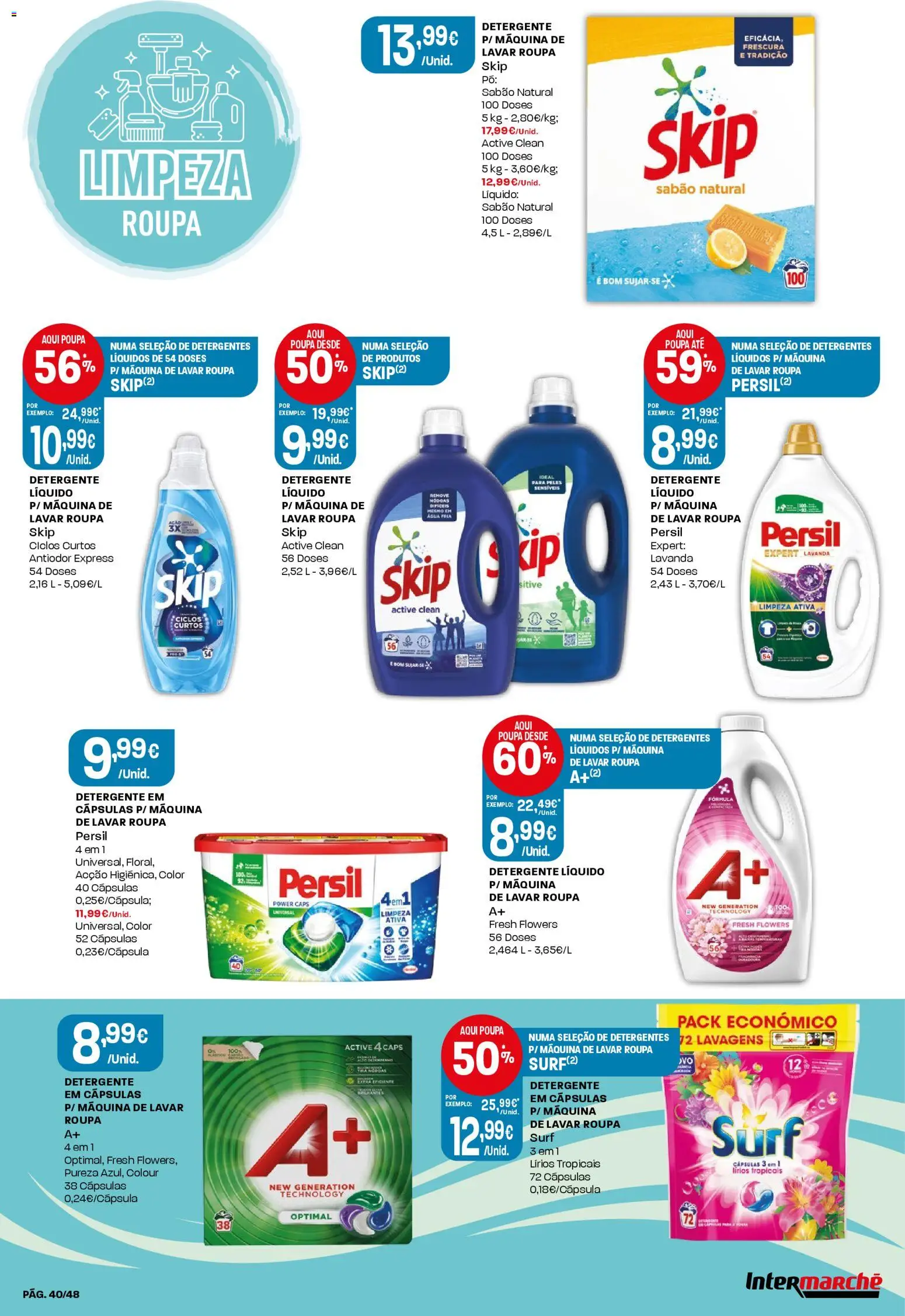 Intermarché folheto │ válido de 29.01.2026 | Página: 40 | Produtos: Agua, Máquina de lavar, Detergente, Persil