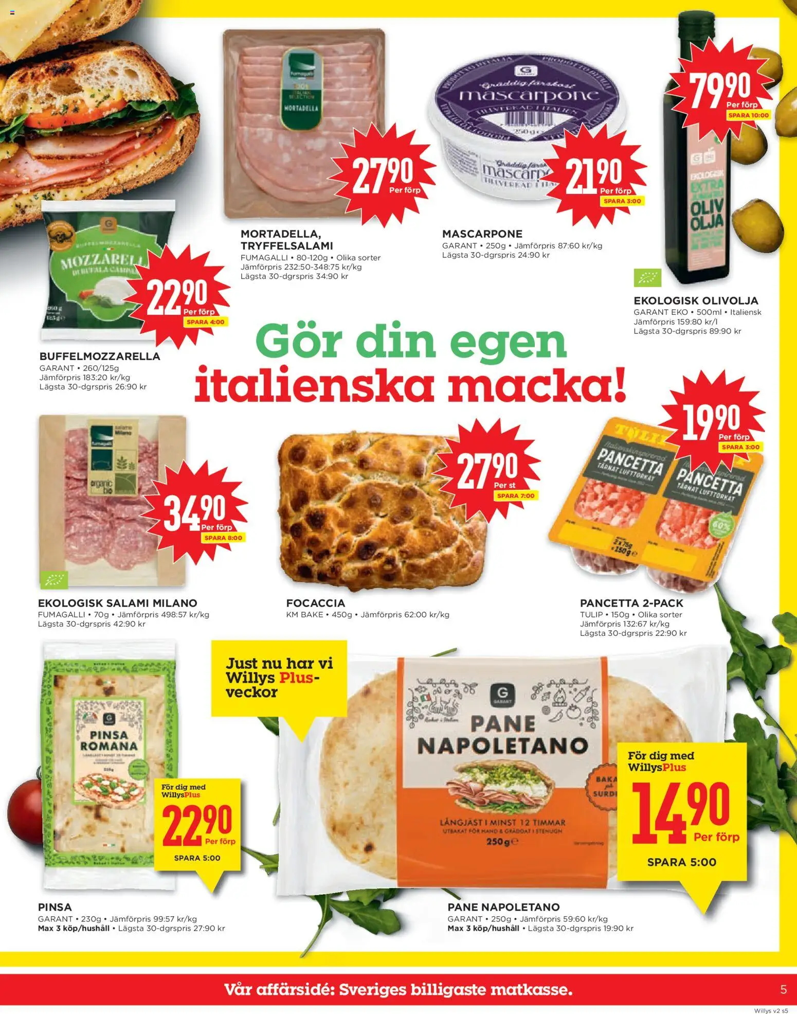 Willys reklamblad aktuell från 05.01.2026 | Sida: 5 | Produkter: Olivolja, Olja, Salami