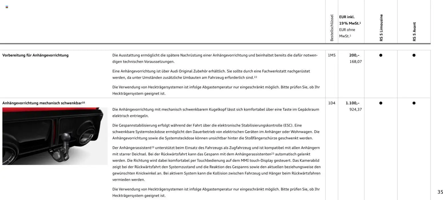 Audi RS 5 Limousine / RS 5 Avant – gültig ab 01.04.2026 | Seite: 35