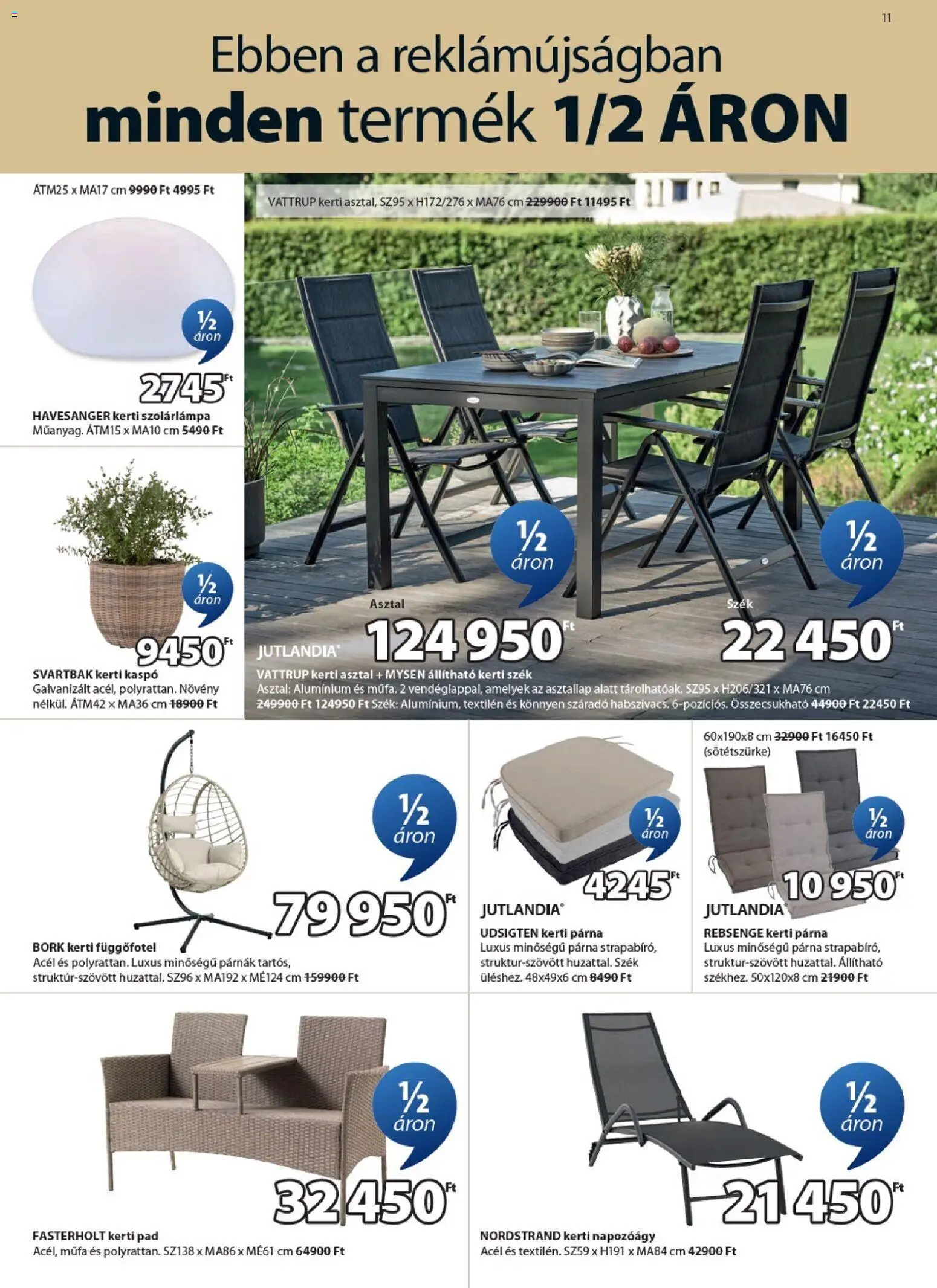 JYSK akciós ujság - amely érvényes a következő dátumtól: 25.02.2026 | Oldal: 11 | Termékek: Párna, Kerti szék, Asztal, Szolárlámpa