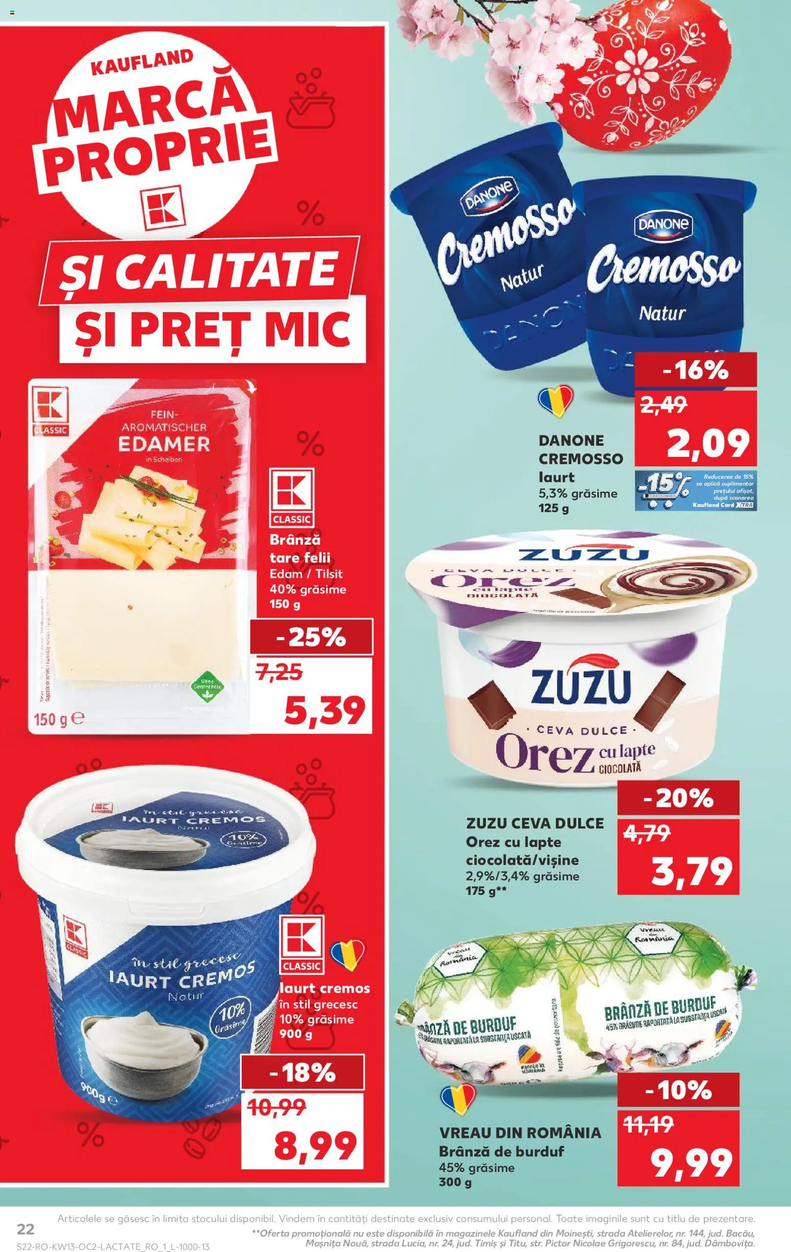 Noul catalog Kaufland – valabil de la 25.03.2026 | Pagină: 22 | Produse: Lapte, Iaurt, Ciocolată, Orez
