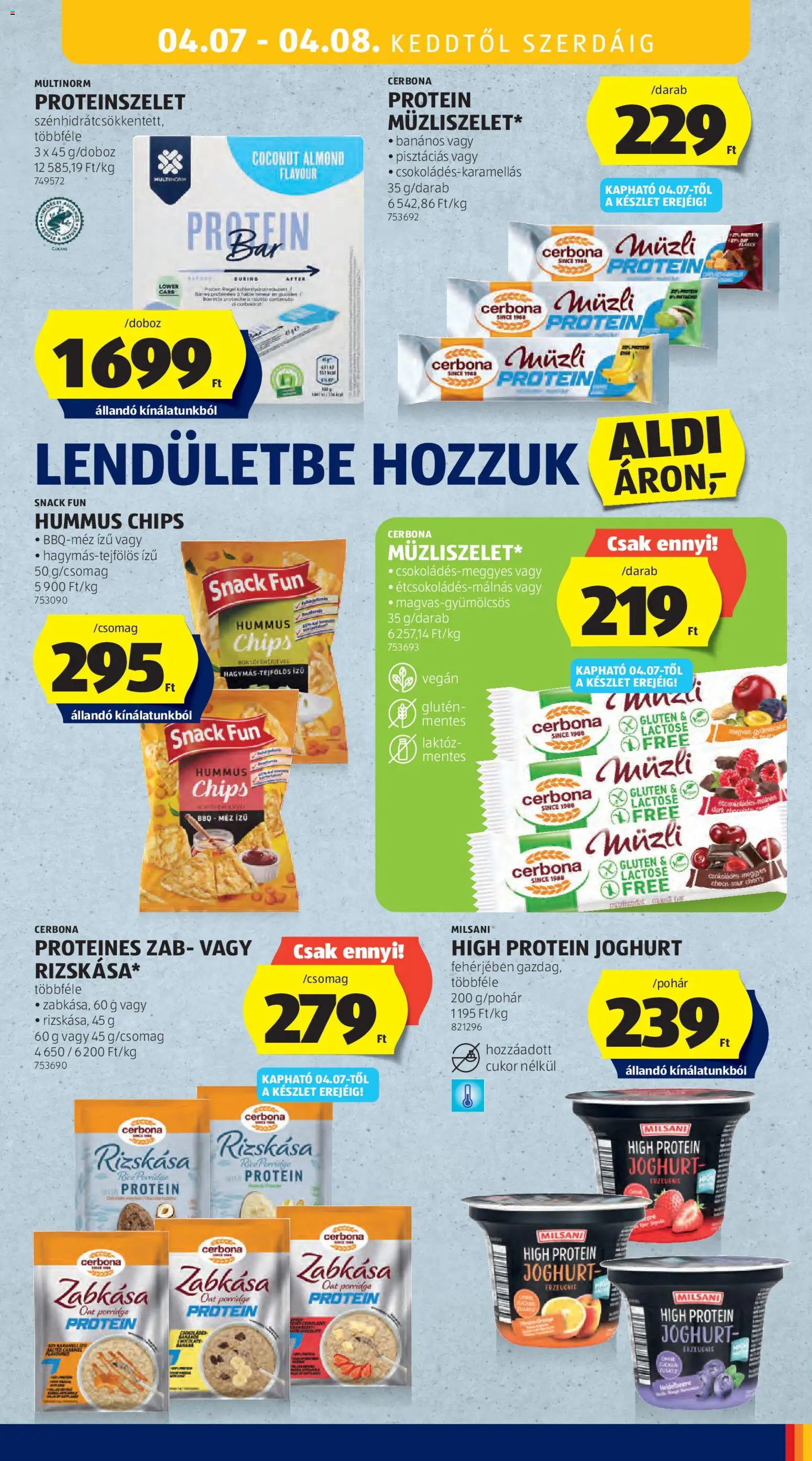 Aldi akciós ujság - amely érvényes a következő dátumtól: 02.04.2026 | Oldal: 53 | Termékek: Protein bar, Protein, Proteinszelet, Vegán