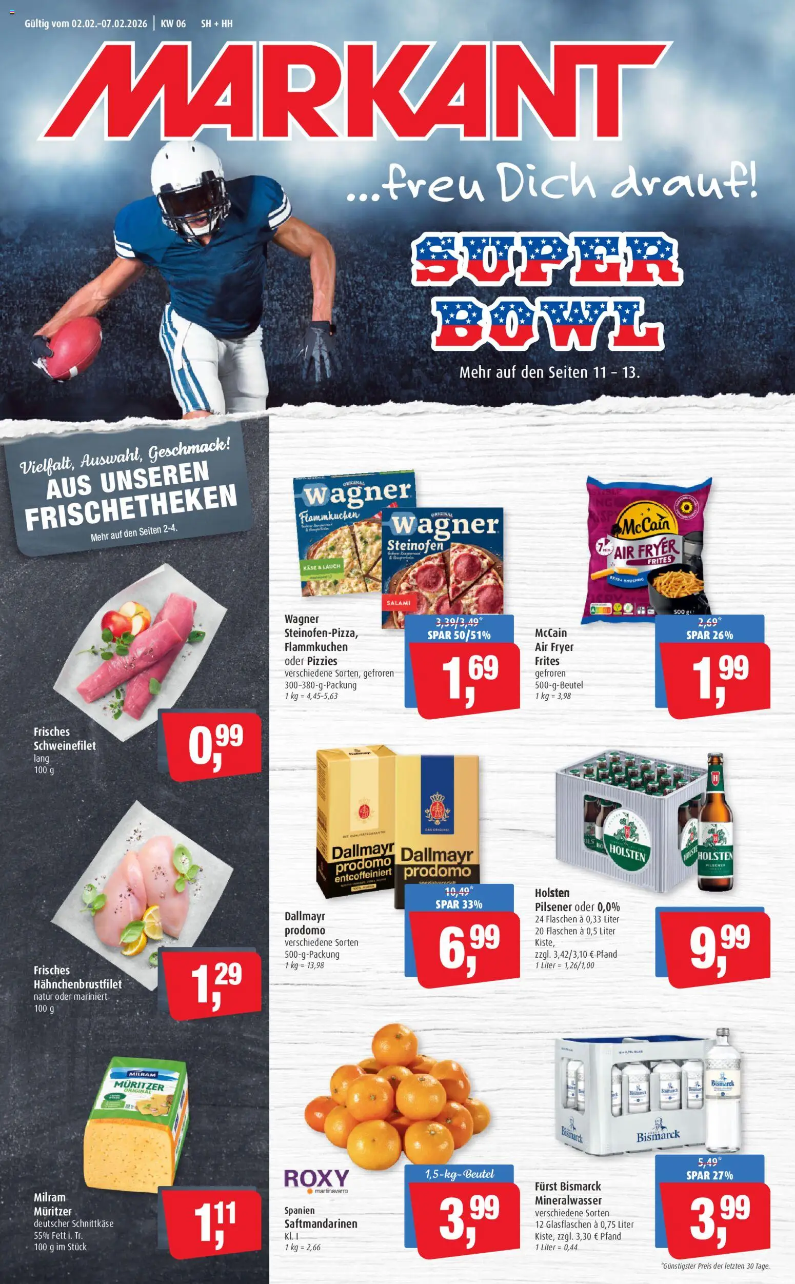 Markant Prospekt 	 – gültig ab 02.02.2026 | Seite: 1 | Produkte: Holsten, McCain, Milram, Salami