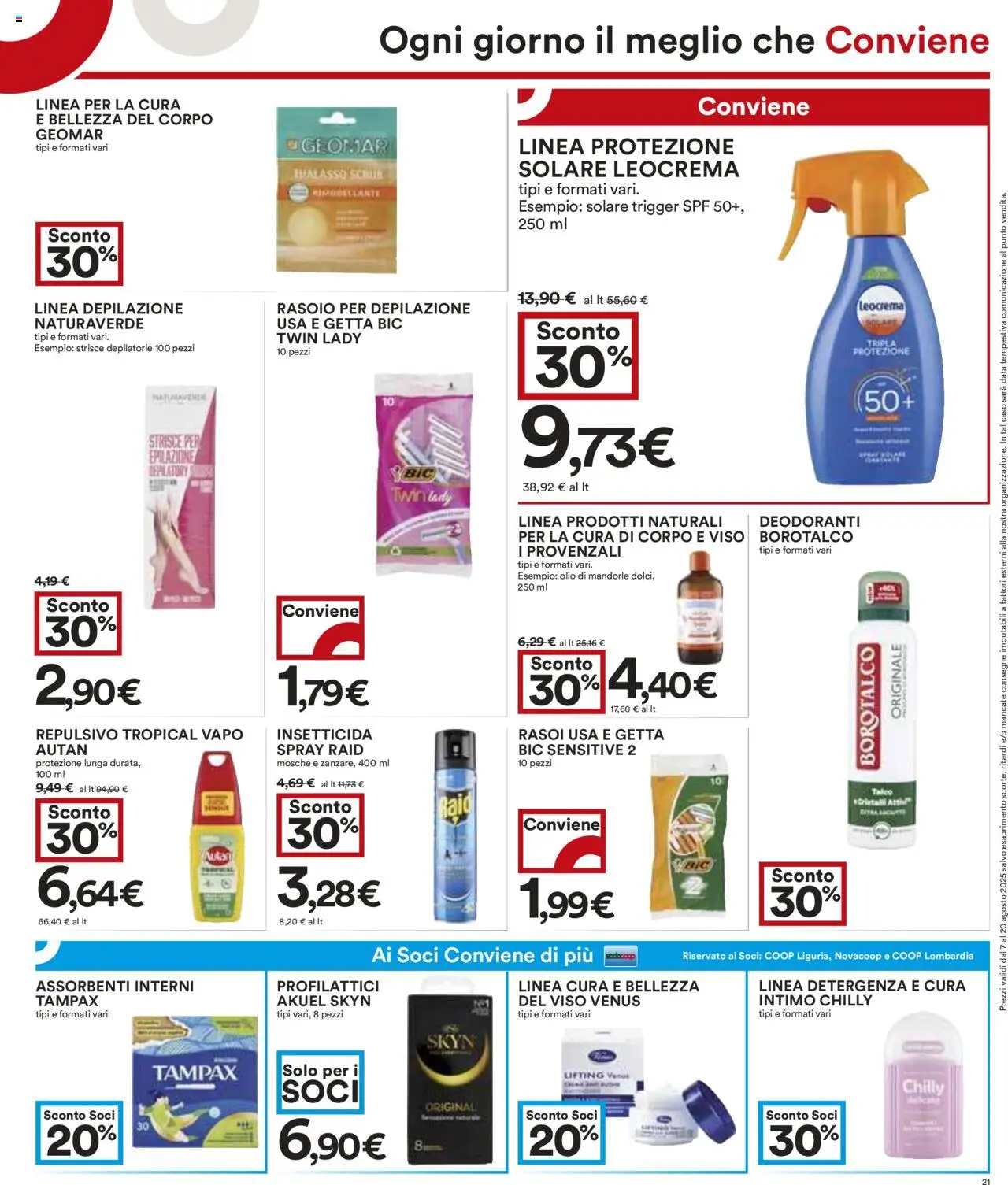 Volantino COOP del 07.08.2025 | Pagina: 21 | Prodotti: Rasoio, Intimo, Profilattici, Insetticida