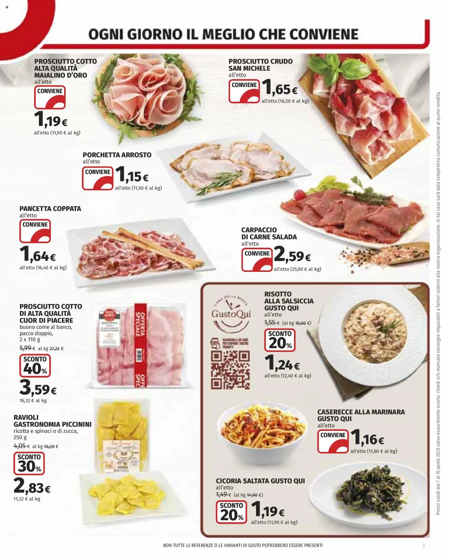 Volantino COOP del 07.04.2026 | Pagina: 3 | Prodotti: Arrosto, Salsiccia, Spinaci, Ravioli