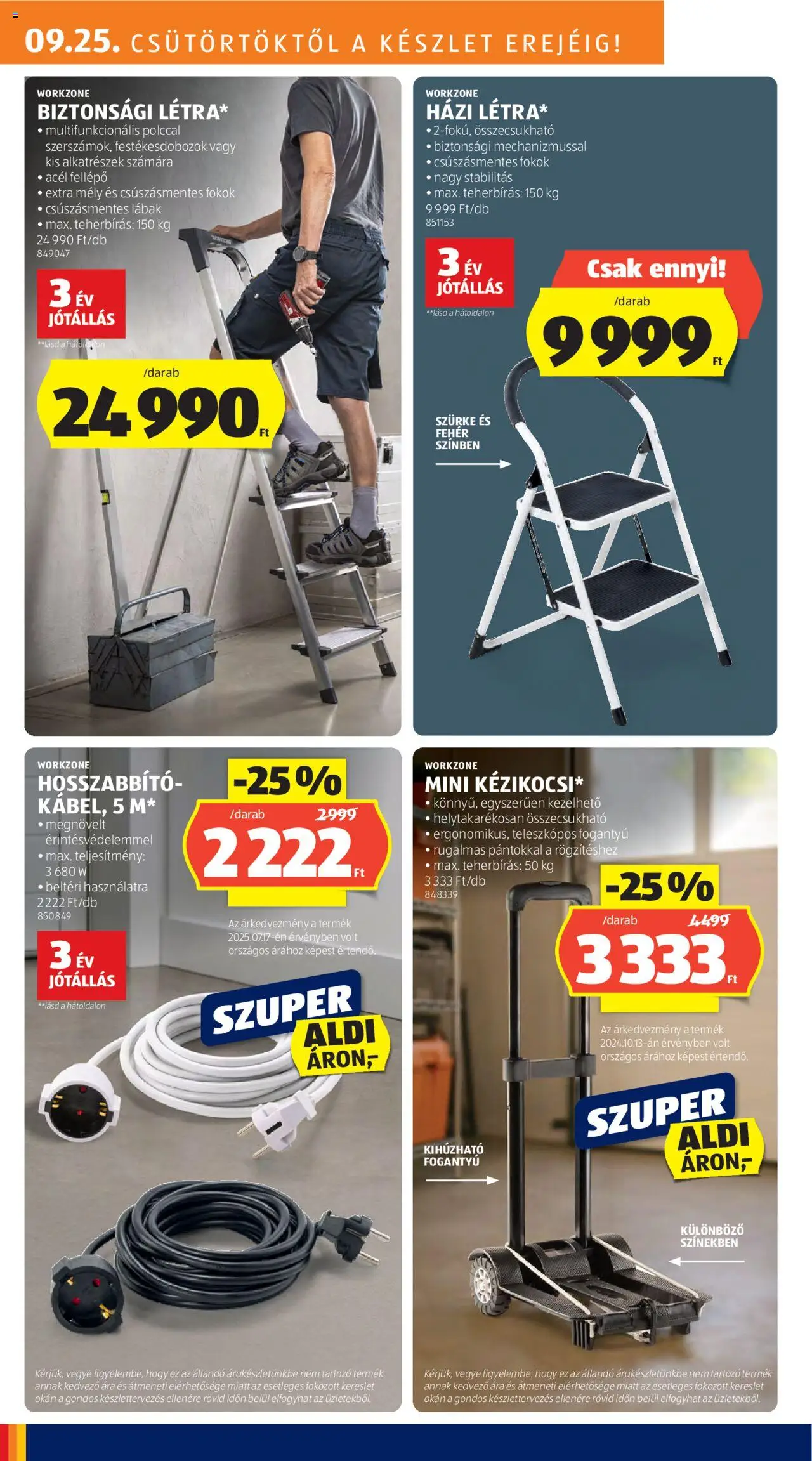 Aldi akciós ujság - amely érvényes a következő dátumtól: 25.09.2025 | Oldal: 6 | Termékek: Hosszabbító, Fellépő