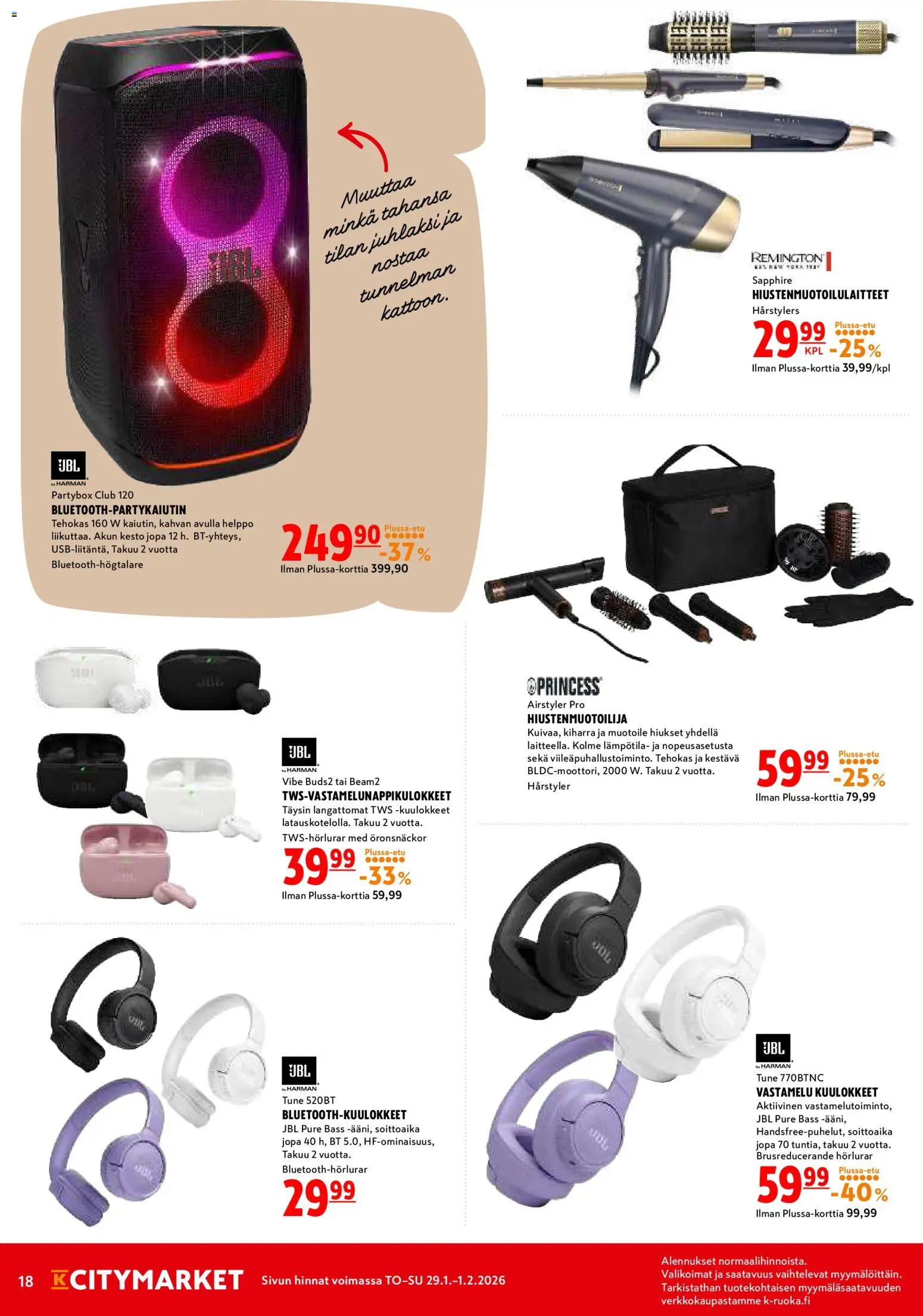 K-Citymarket tarjoukset – voimassa 29.11.2026 alkaen | Sivu: 18 | Tuotteet: Kuulokkeet
