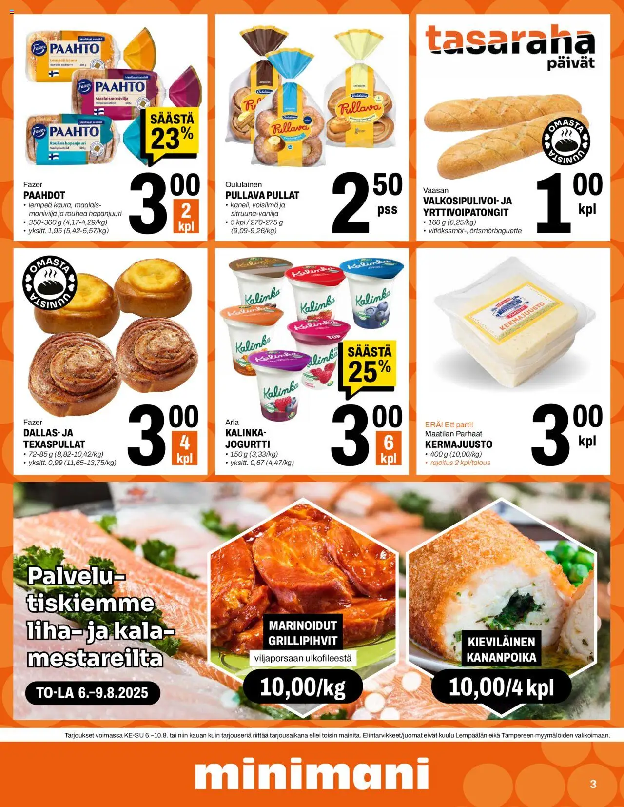  | Sivu: 3 | Tuotteet: Kermajuusto, Jogurtti, Kala