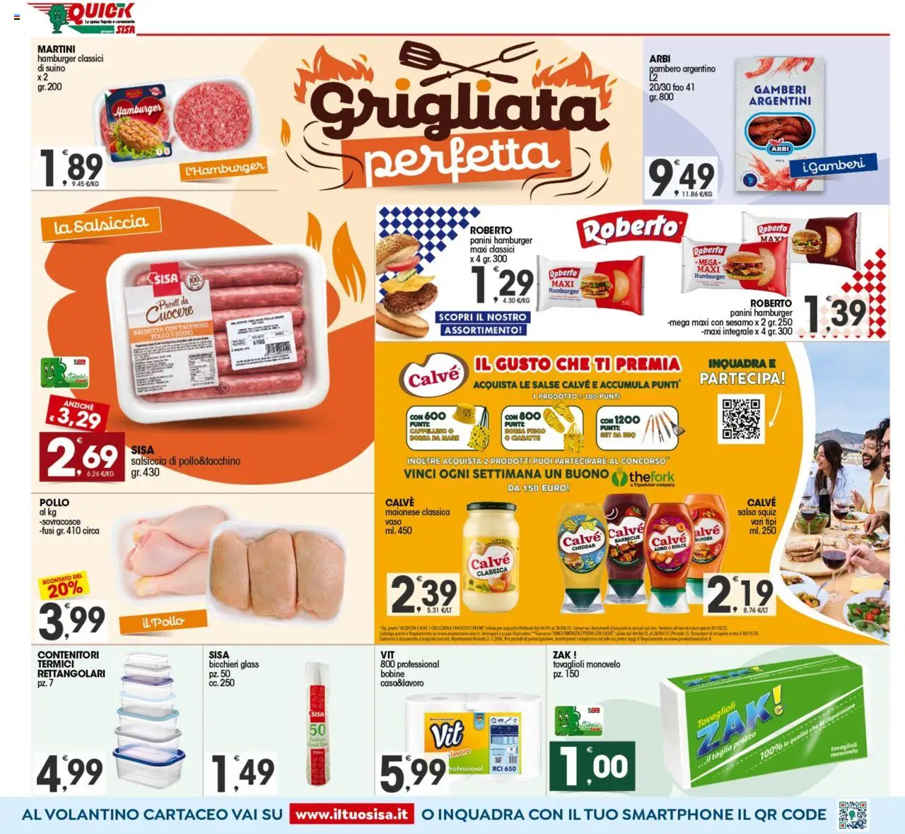 Volantino SISA del 08.08.2025 | Pagina: 3 | Prodotti: Pollo, Gamberi, Maionese, Hamburger