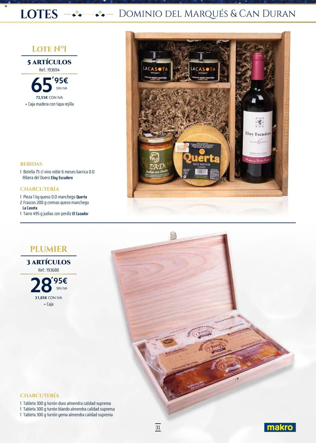 Makro - Lotes y cestas Levante │ válido desde el 04.10.2025 | Página: 31 | Productos: Queso, Vino, Tableta, Caja
