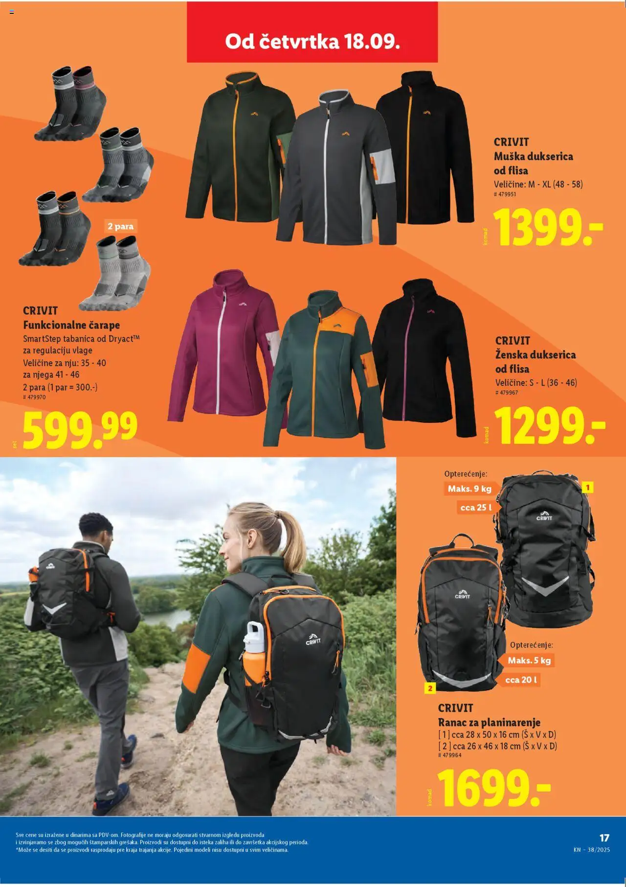 Lidl katalog - važi od 18.09.2025 | Strana: 17 | Proizvode: Ranac, Čarape