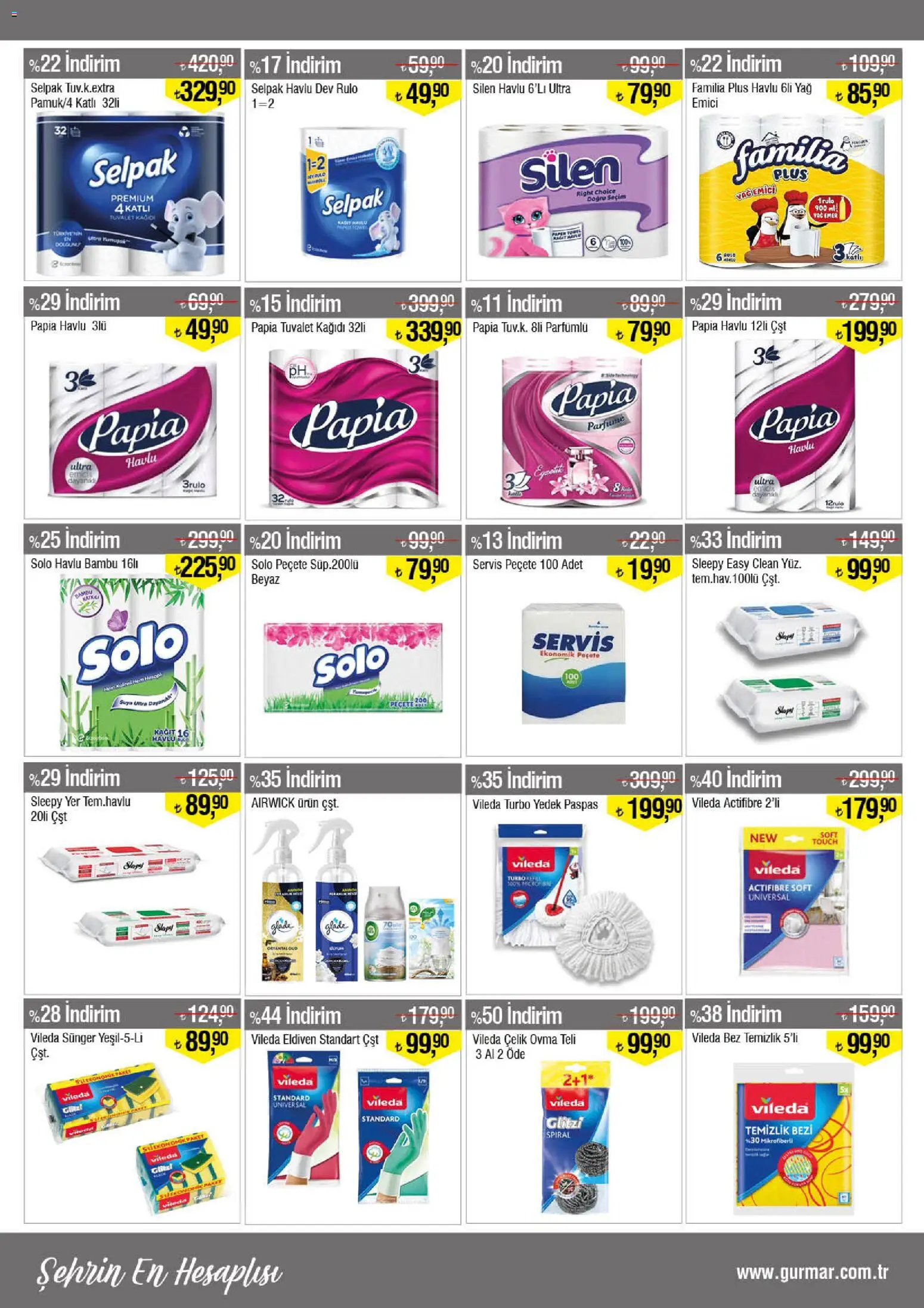 Gürmar Katalog - 15.04.2026 tarihinden itibaren geçerlidir | Sayfa: 14 | Ürünler: Tuvalet, Paspas, Yağ, Tuvalet kağıdı