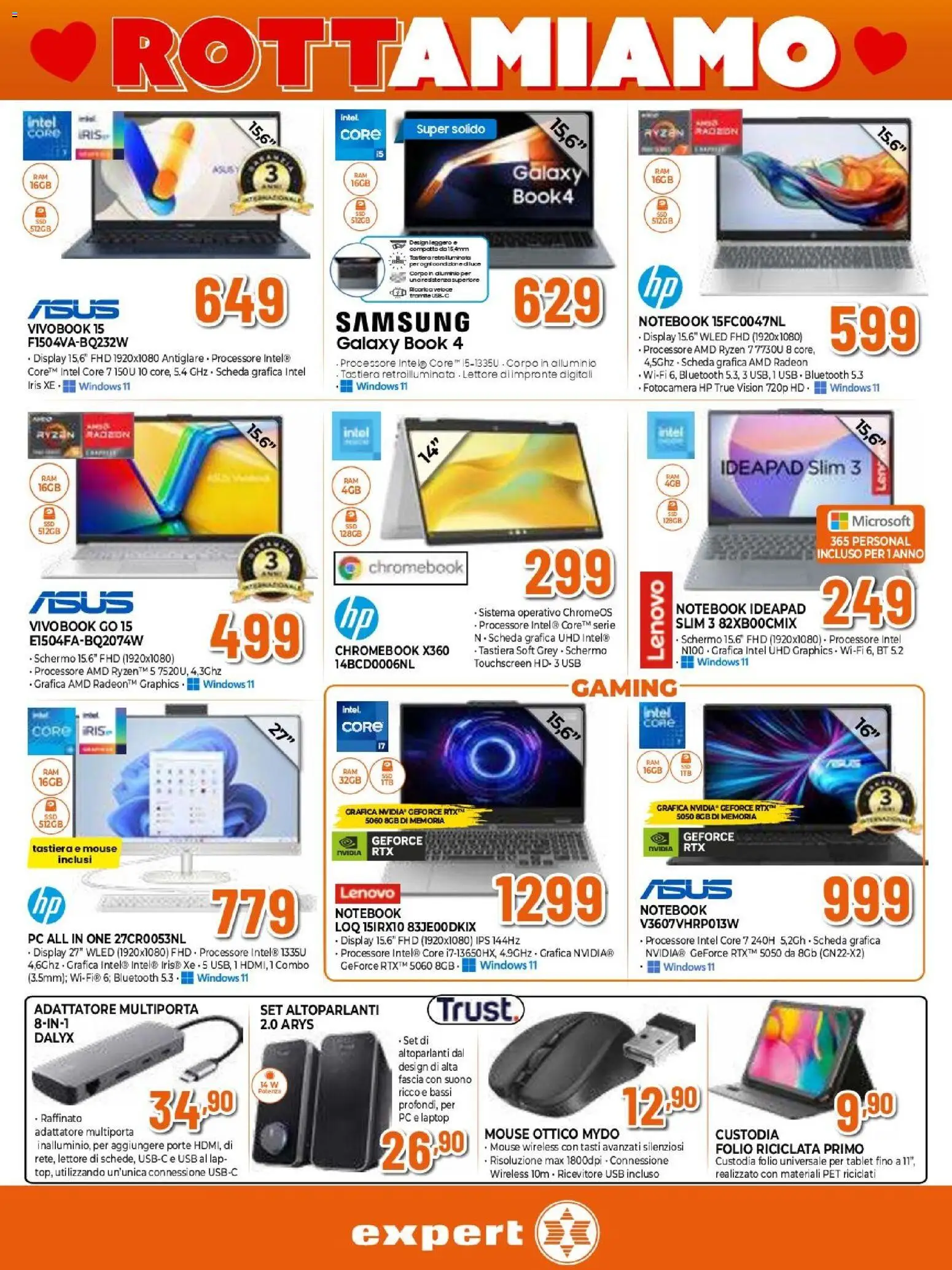 Volantino Expert del 12.02.2026 | Pagina: 2 | Prodotti: Schermo, Tablet, Tastiera, Alluminio