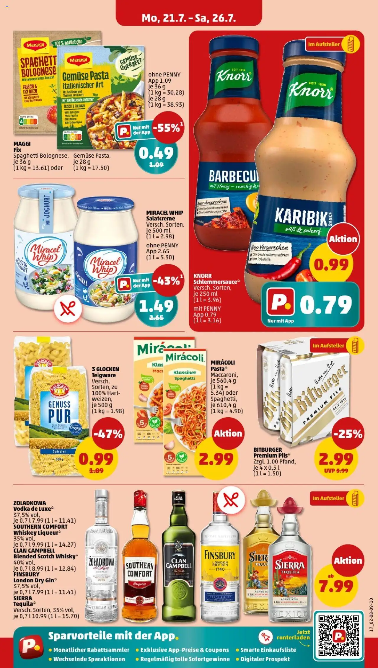 Penny Niedersachsen - gültig ab dem 21.07.2025 | Seite: 17 | Produkte: Joghurt, Knorr, Miracel whip, Whiskey