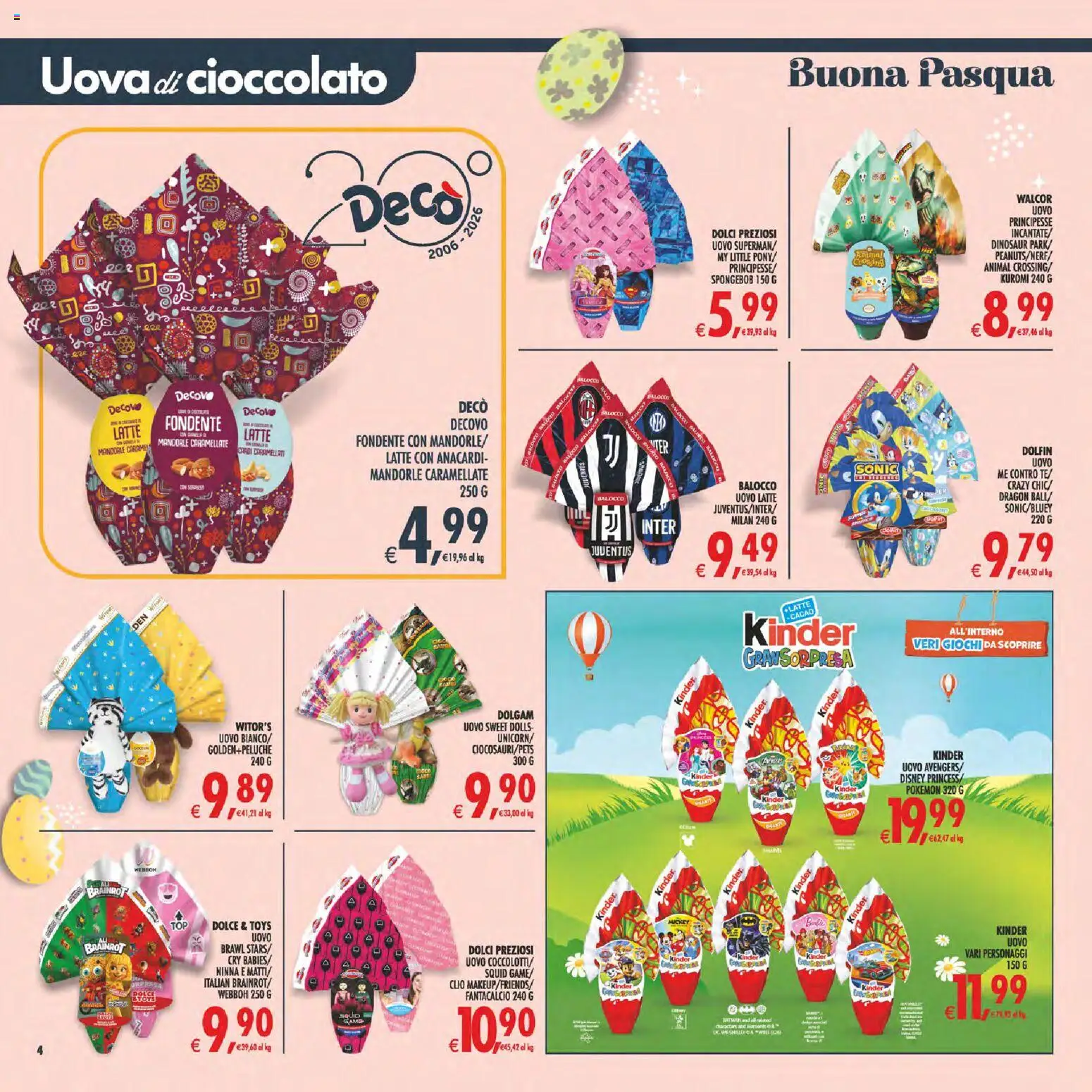 Volantino Decò del 27.03.2026 | Pagina: 4 | Prodotti: Cioccolato, Latte, Anacardi, Mandorle