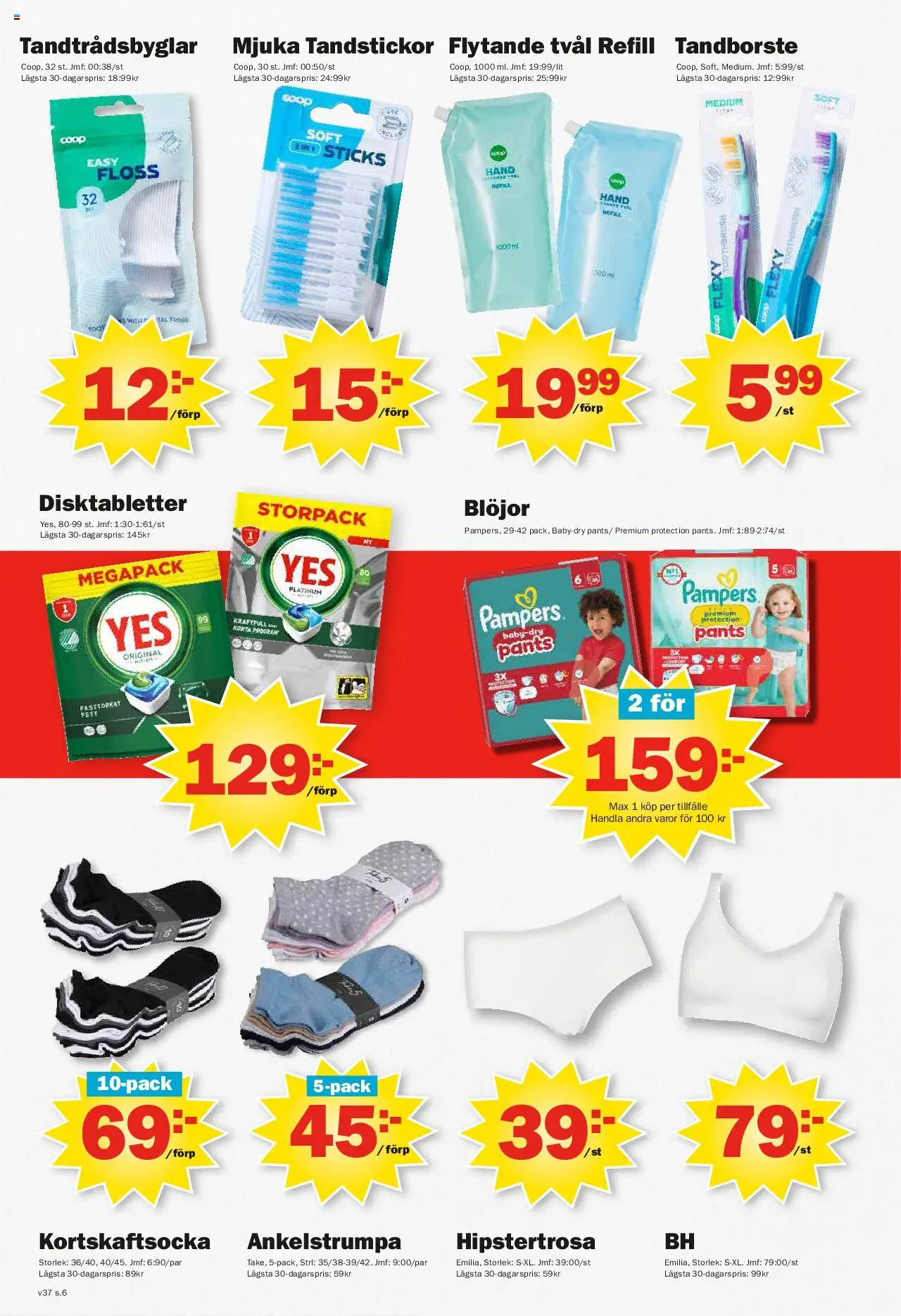 Pekås reklamblad aktuell från 08.09.2025 | Sida: 6 | Produkter: Tvål, Tandborste, Blöjor
