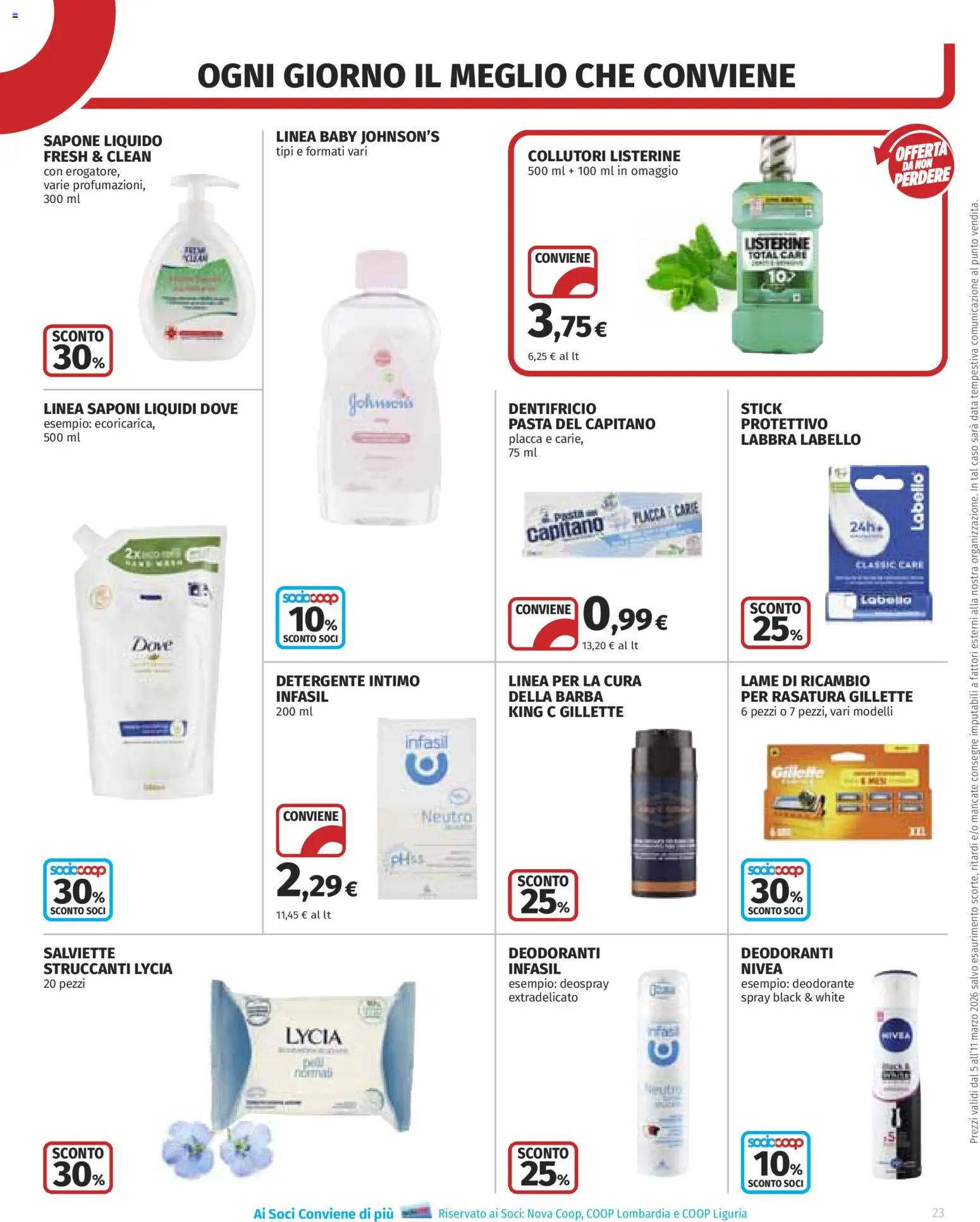 Volantino COOP del 05.03.2026 | Pagina: 23 | Prodotti: Sapone, Dentifricio, Detergente, Intimo