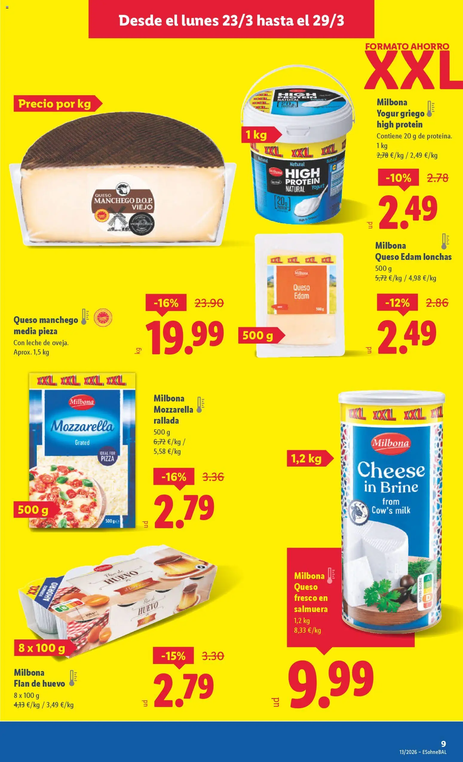 Lidl folleto │ válido desde el 23.03.2026 | Página: 9 | Productos: Queso, Pizza, Queso fresco, Μαγειρική εστία