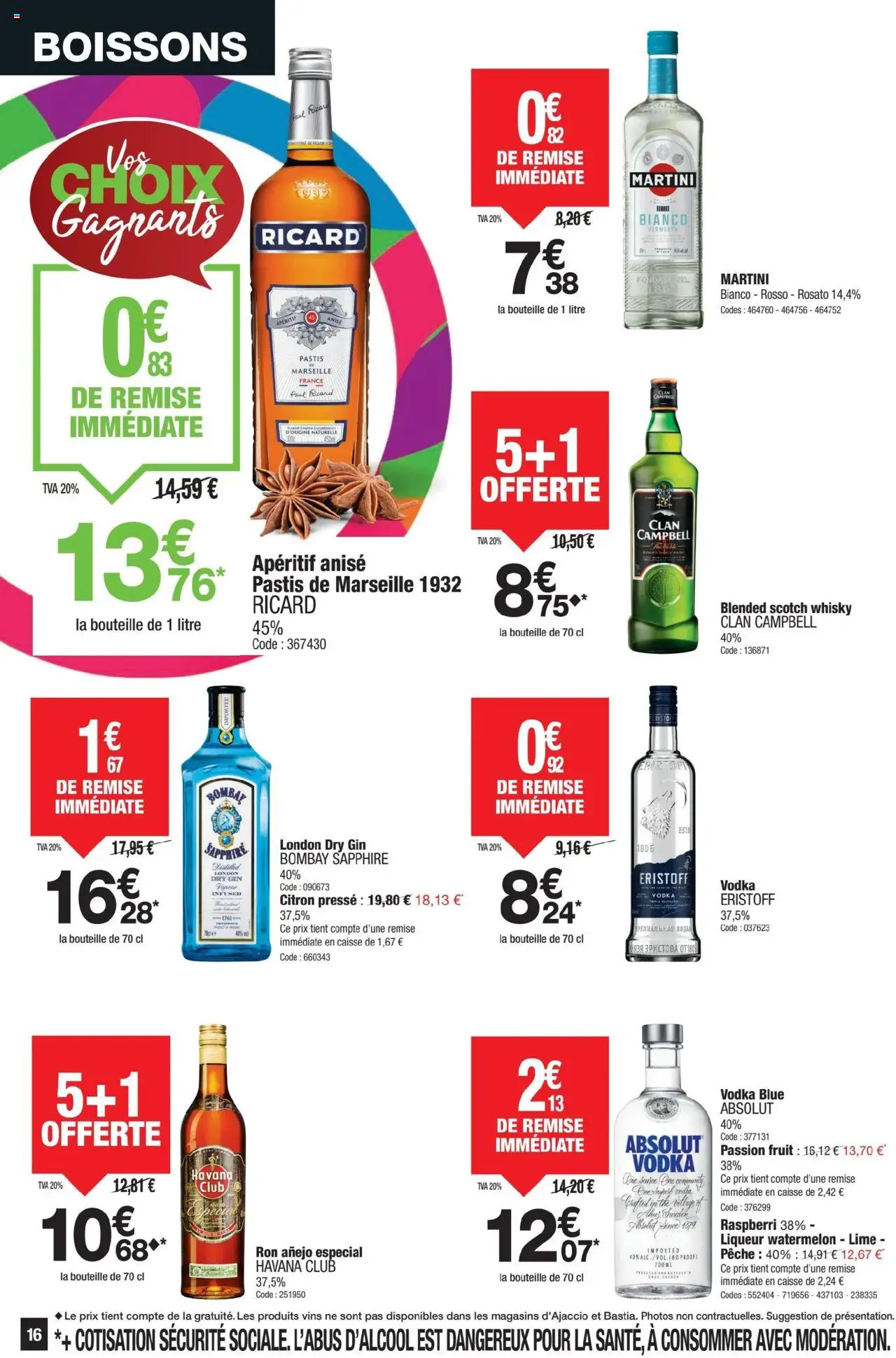  | Page: 16 | Produits: Vodka, Ricard, Pêche, Liqueur