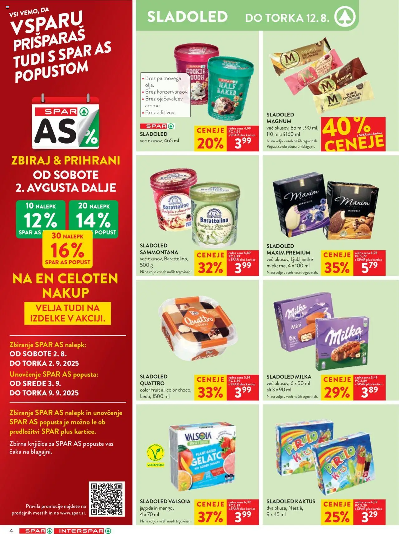 Spar katalog 32/25 │ velja od 06.08.2025 | Stran: 4 | Izdelki: Sladoled