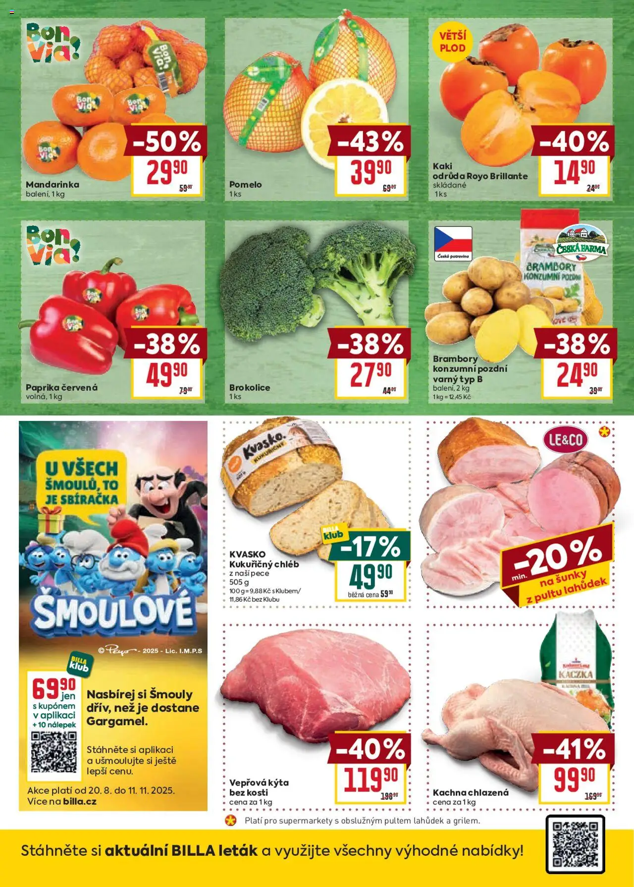 Billa Malý leták od 15.10.2025 | Strana: 2 | Produkty: Kachna chlazená, Pomelo, Paprika, Brambory