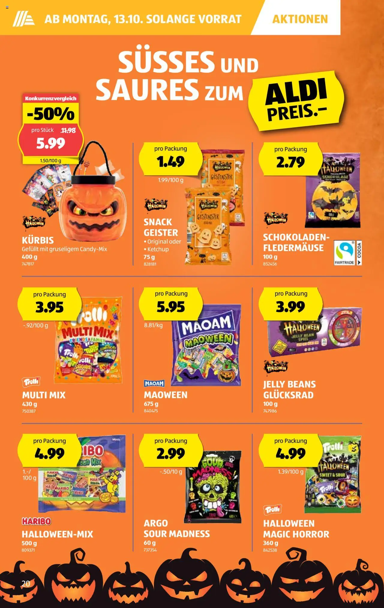 Aldi Aktionen – gültig ab 09.10.2025 | Seite: 21 | Produkte: Schokolade, Ketchup, Kürbis