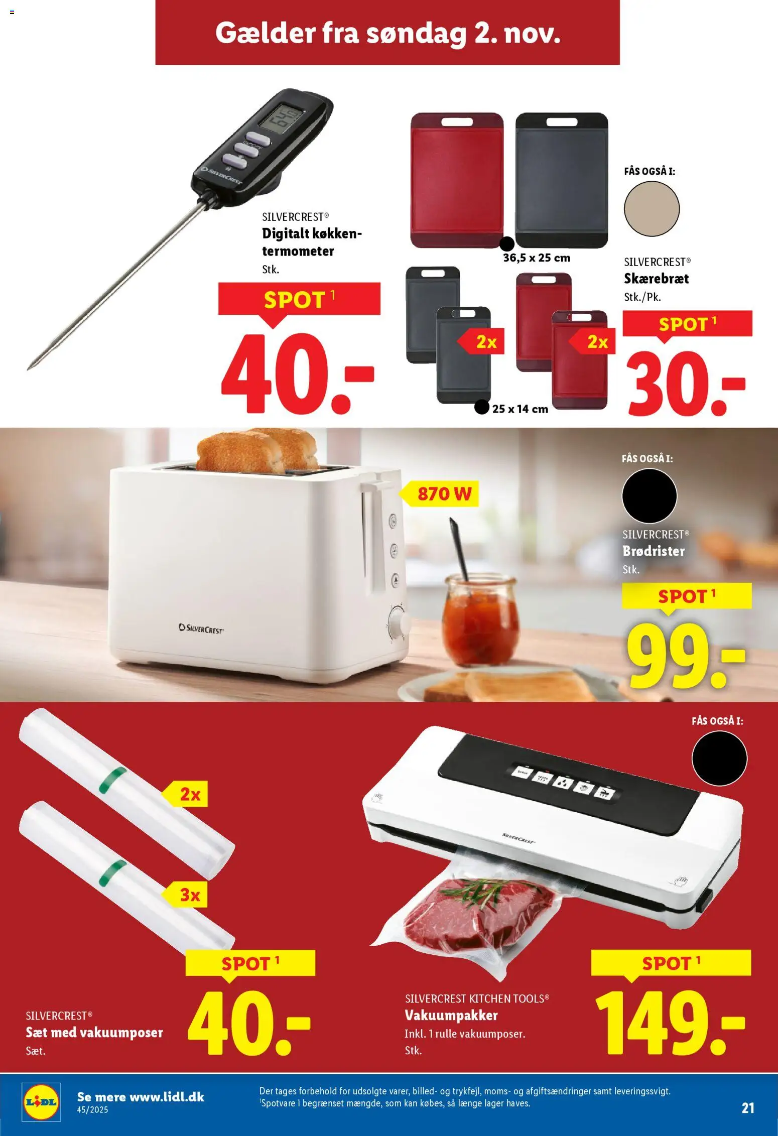 Lidl tilbudsavis – gyldig fra 02.11.2025 | Side: 7 | Produkter: Skærebræt, Brødrister, Termometer, Søm