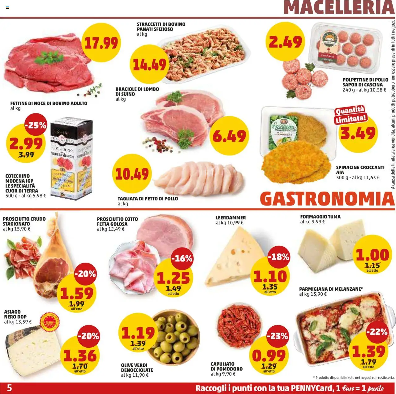 Volantino PENNY del 23.10.2025 | Pagina: 5 | Prodotti: Prosciutto Cotto, Pollo, Formaggio, Terra